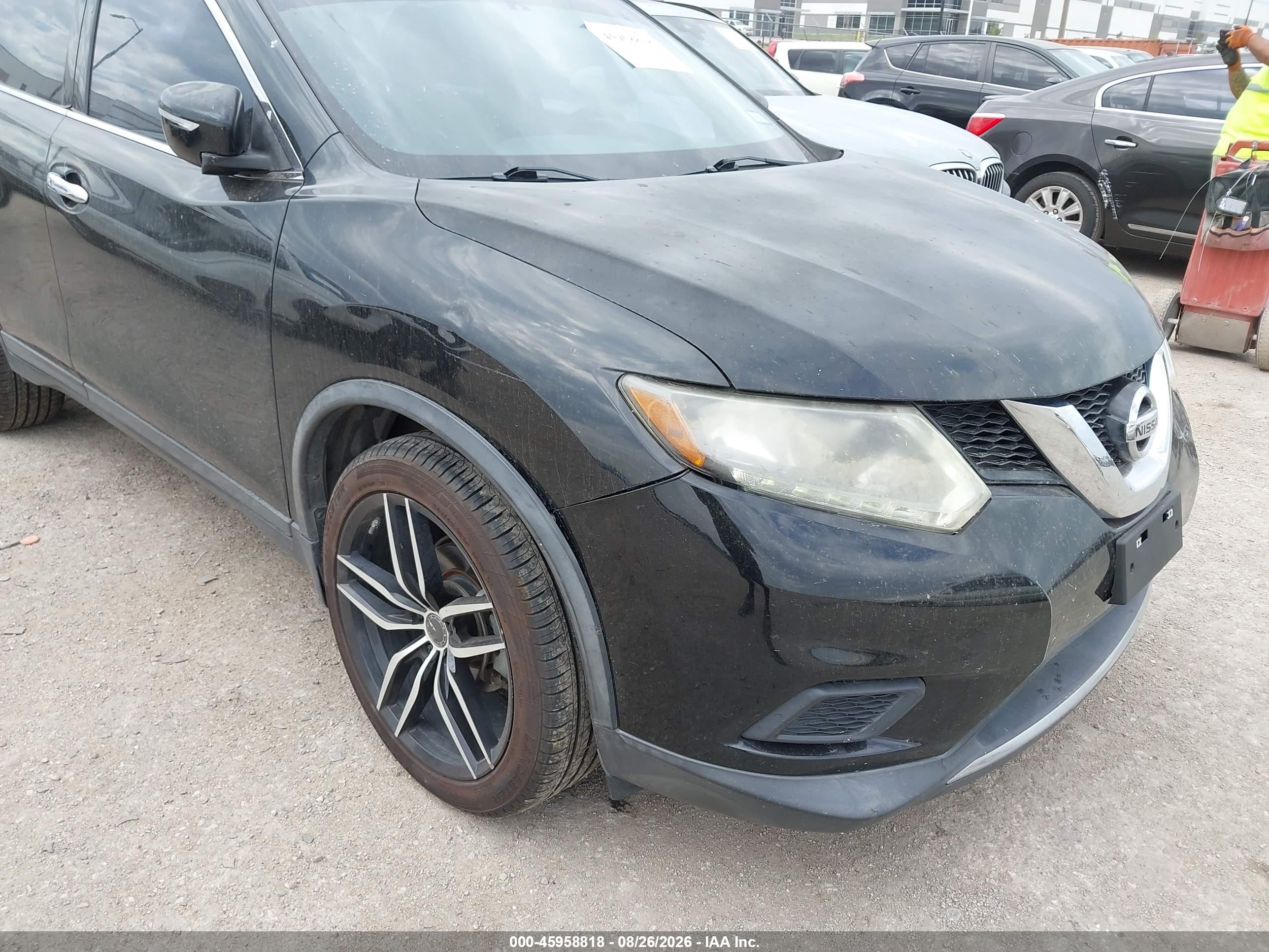 2015 Nissan Rogue S Черный vin: KNMAT2MT4FP585371