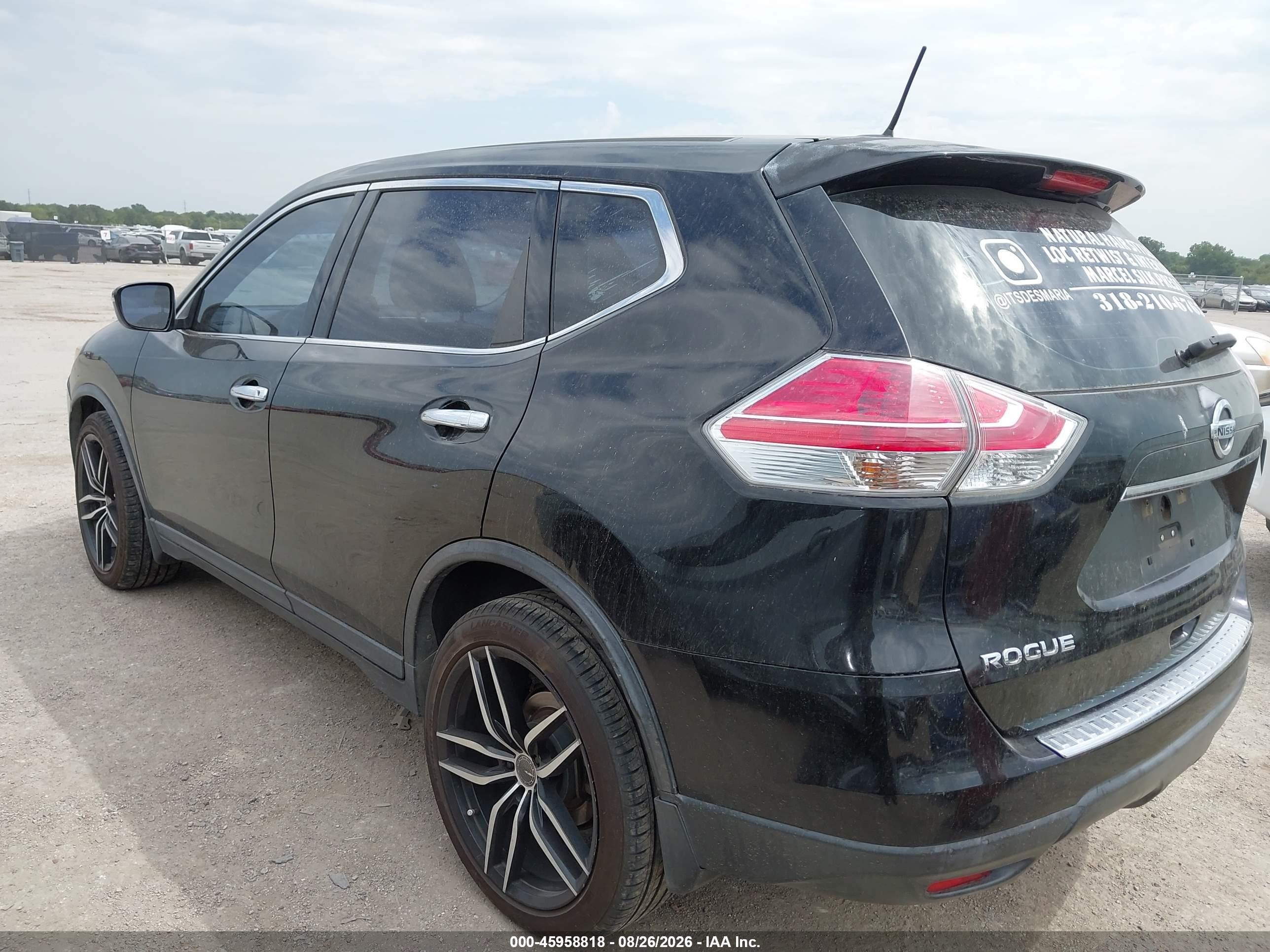 2015 Nissan Rogue S Черный vin: KNMAT2MT4FP585371