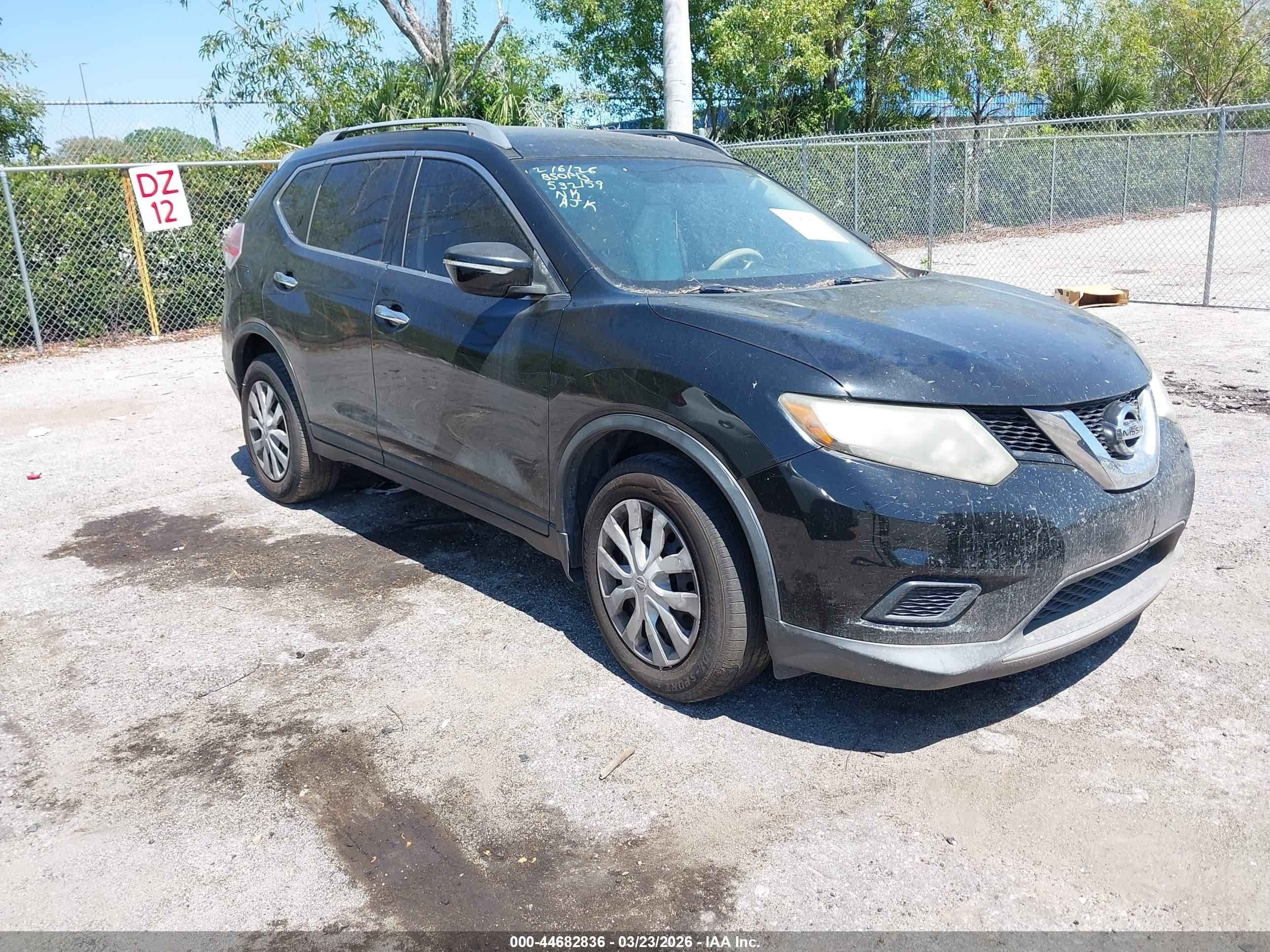 2015 Nissan Rogue S Black vin: KNMAT2MT5FP532159