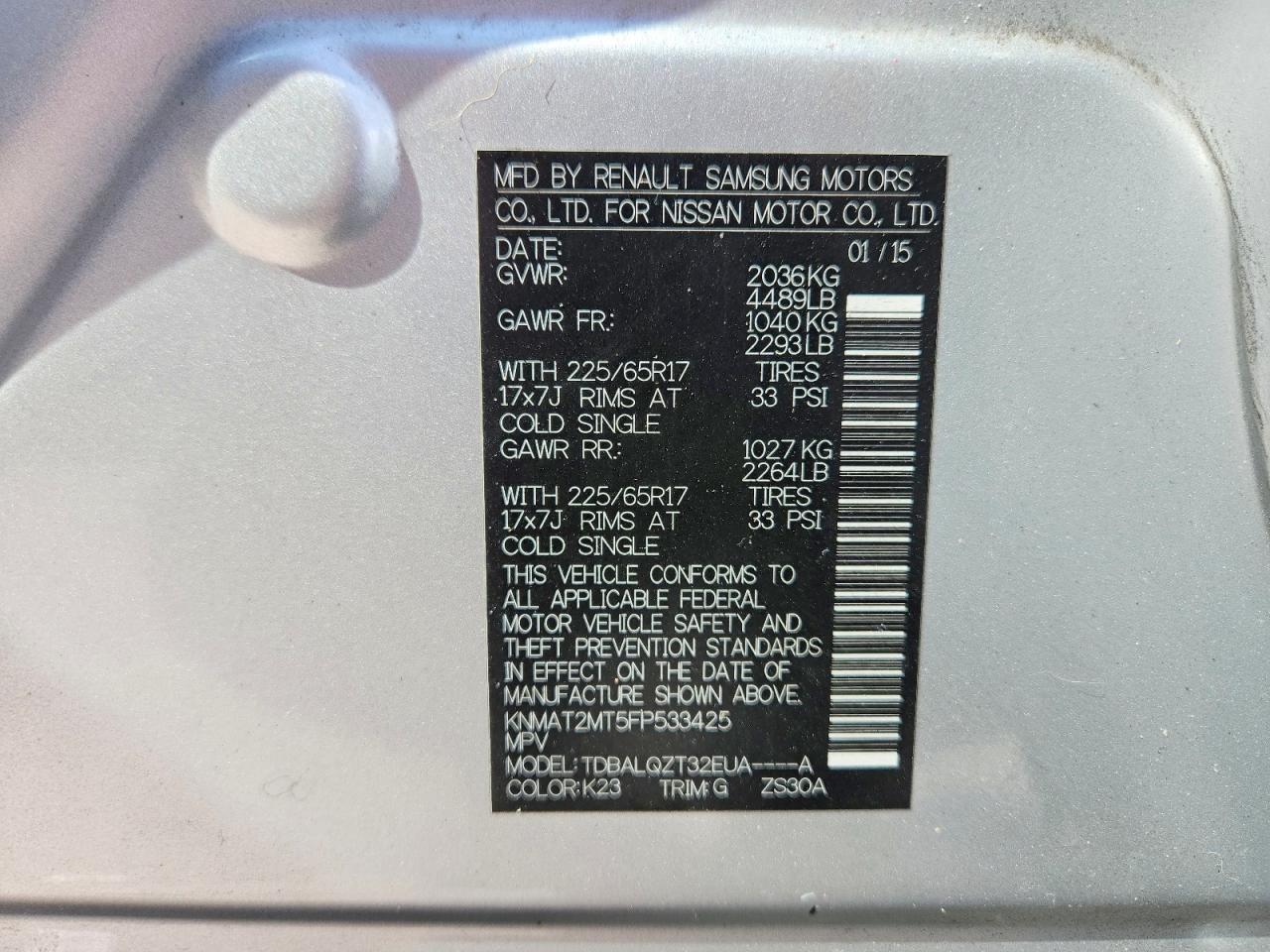 2015 Nissan Rogue Sv Silver vin: KNMAT2MT5FP533425