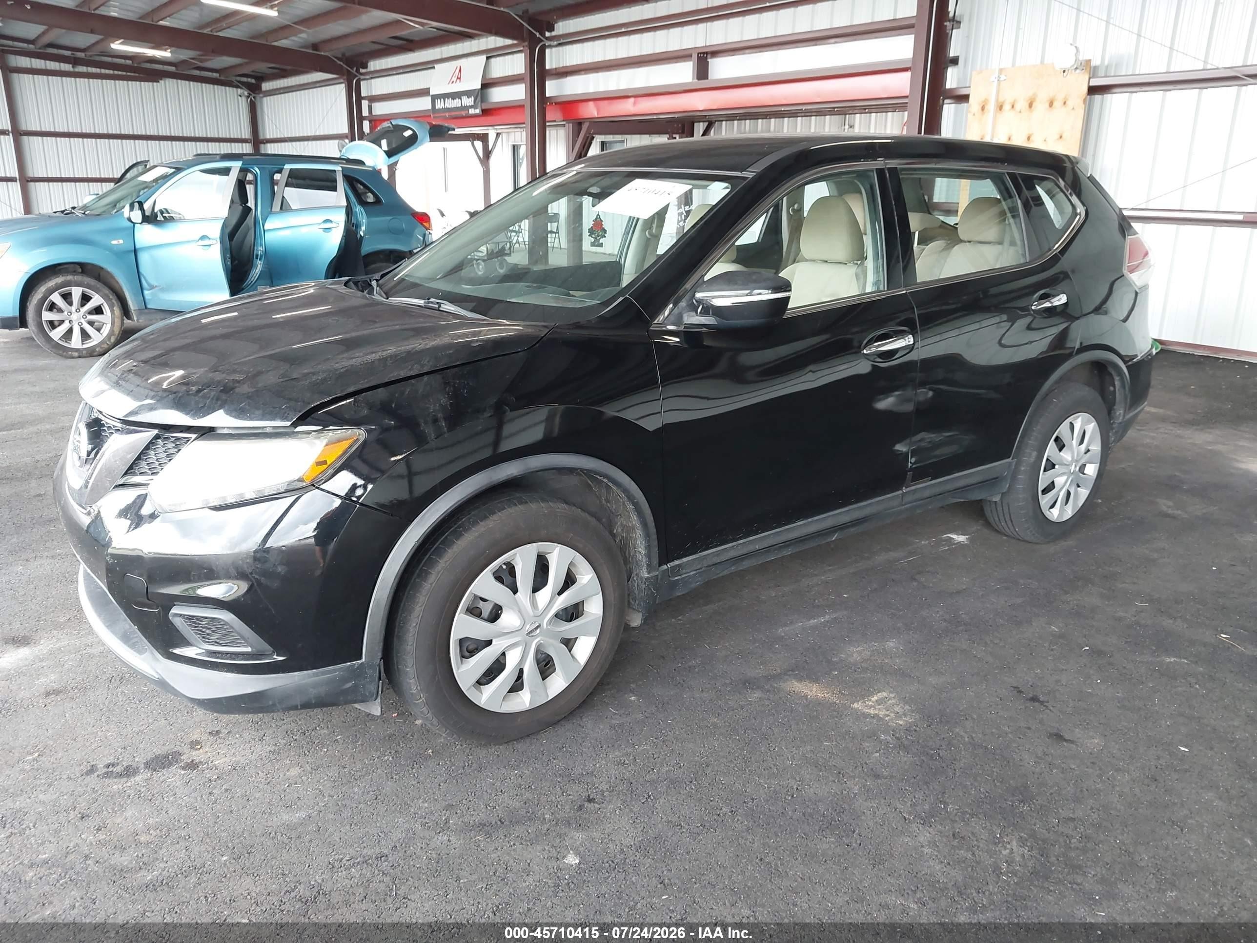 2015 Nissan Rogue S Black vin: KNMAT2MT5FP534509