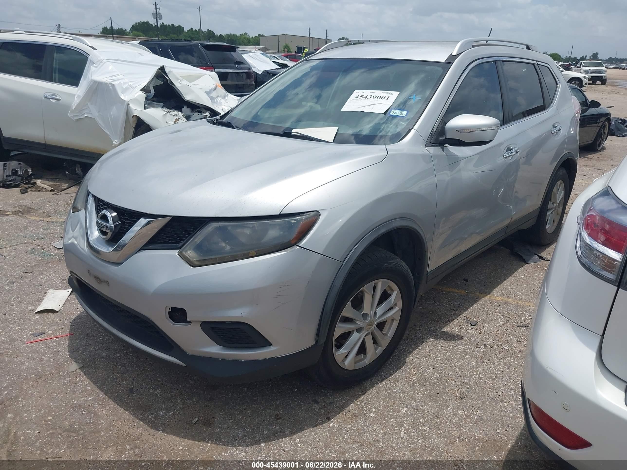 2015 Nissan Rogue Sv Gray vin: KNMAT2MT5FP548670