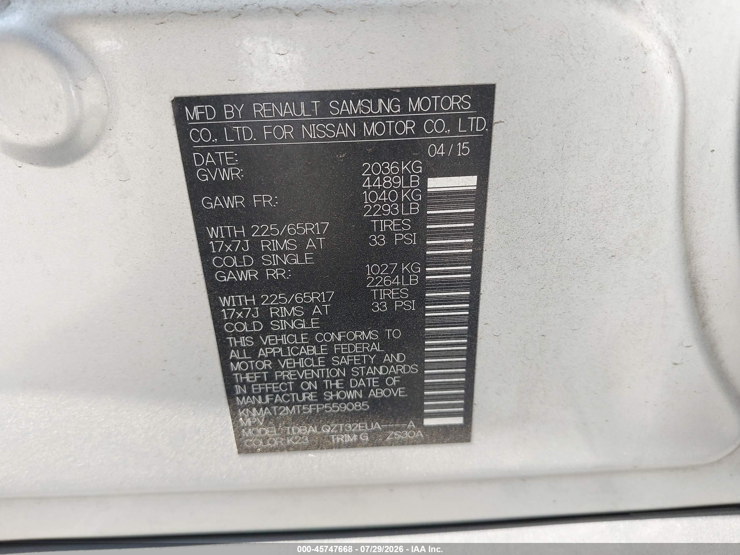 2015 Nissan Rogue Sv Silver vin: KNMAT2MT5FP559085