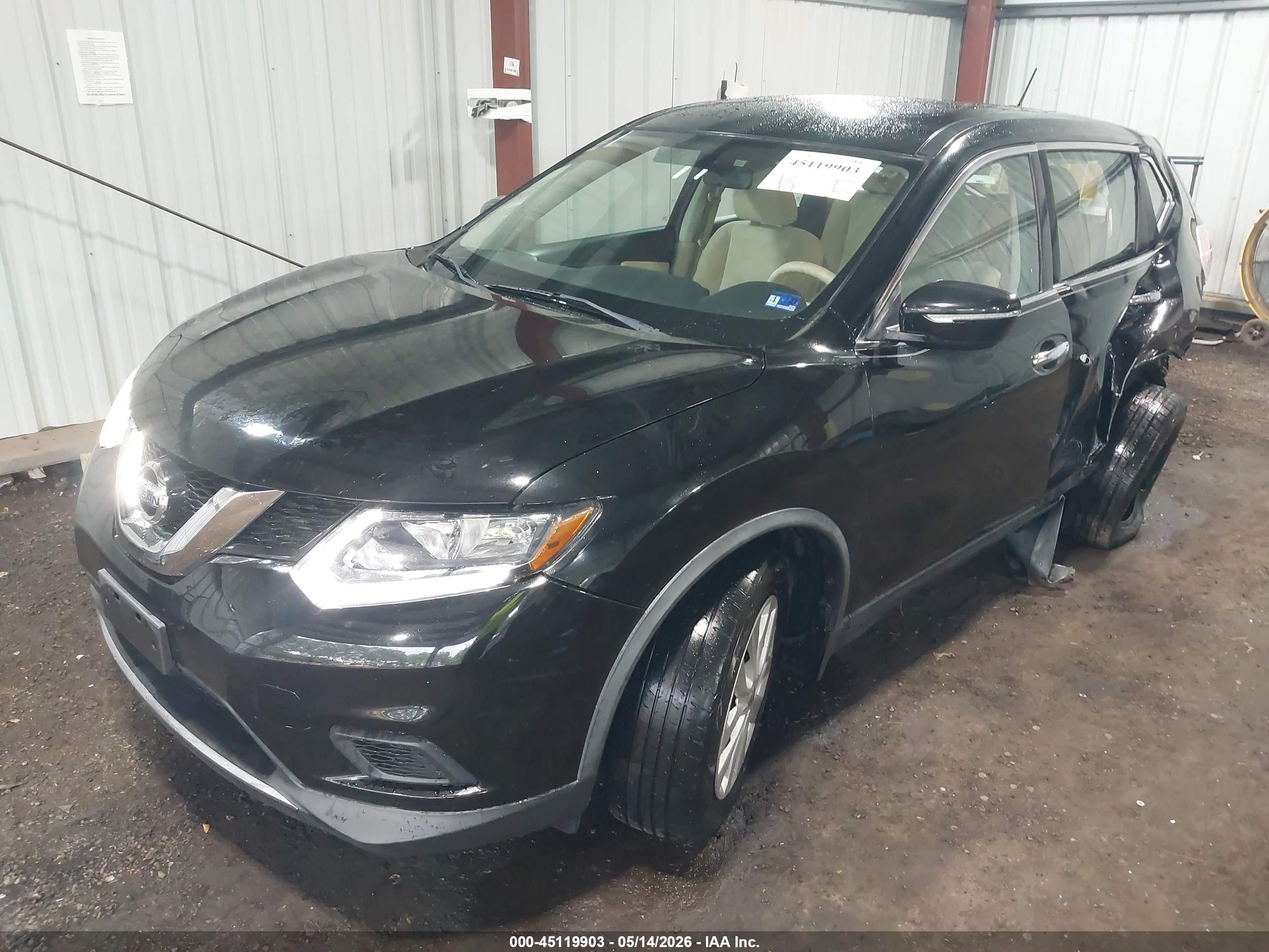 2015 Nissan Rogue S Black vin: KNMAT2MT5FP577652