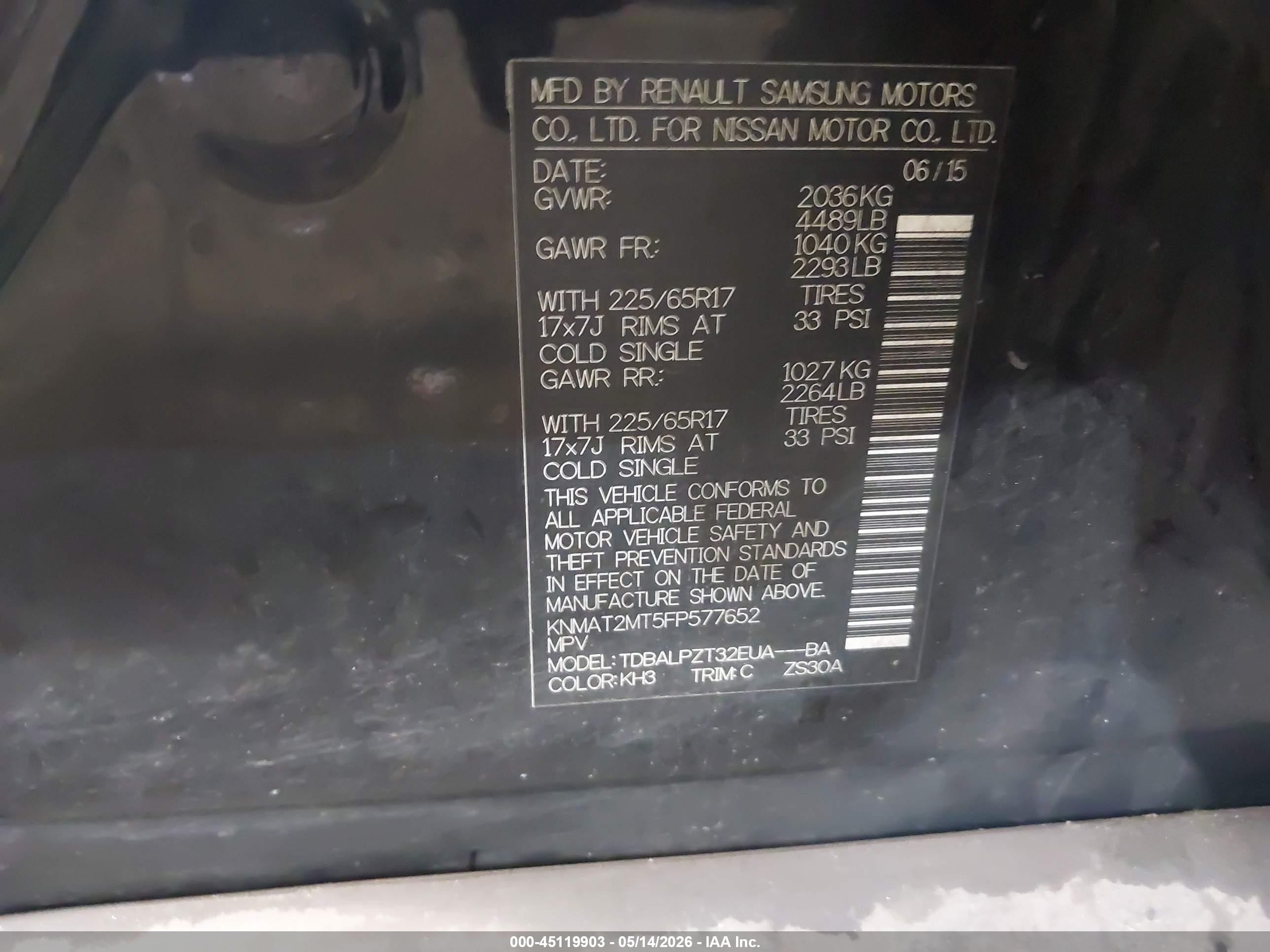 2015 Nissan Rogue S Black vin: KNMAT2MT5FP577652