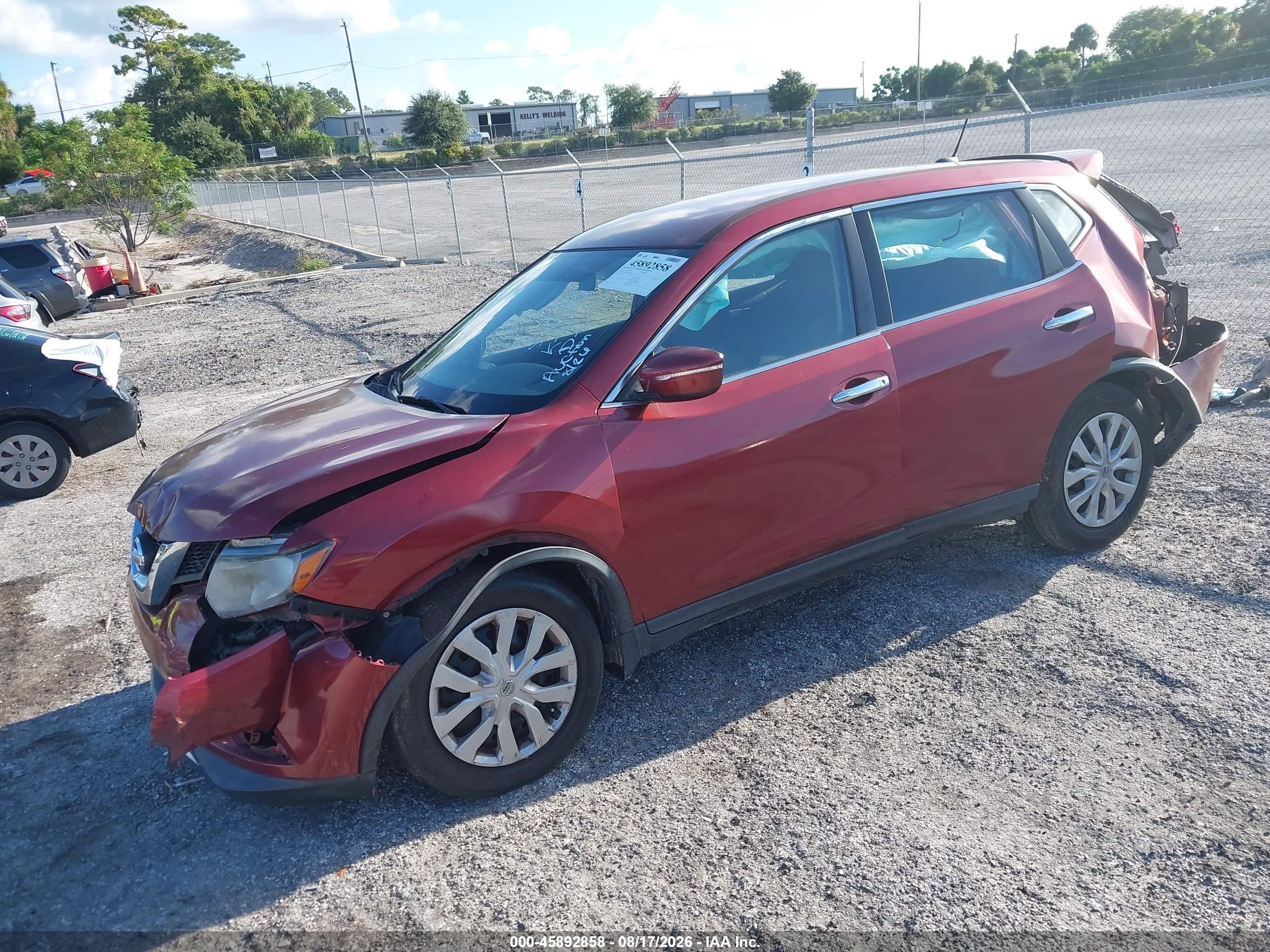 2015 Nissan Rogue S Бордовый vin: KNMAT2MT5FP578509