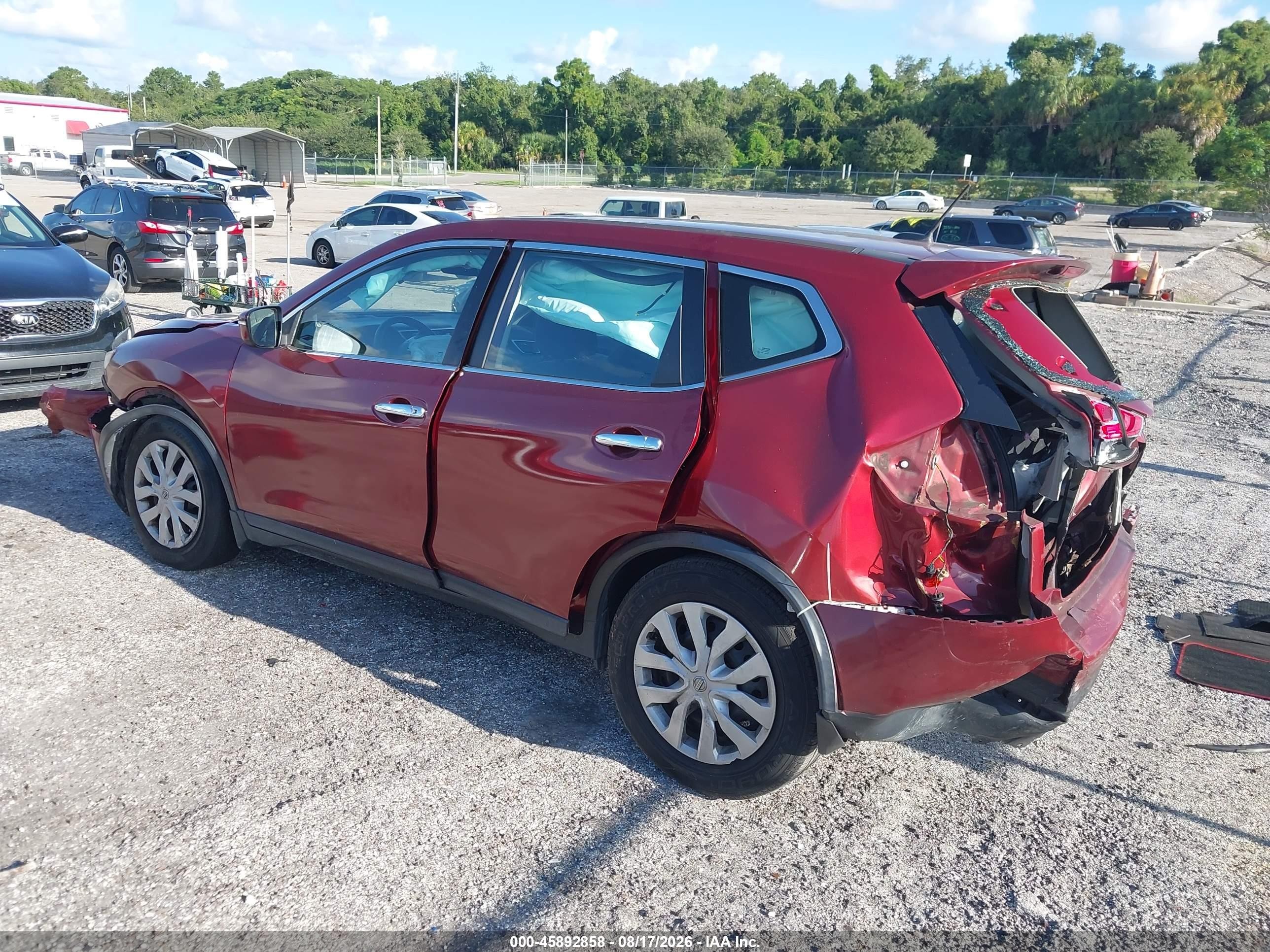 2015 Nissan Rogue S Бордовый vin: KNMAT2MT5FP578509