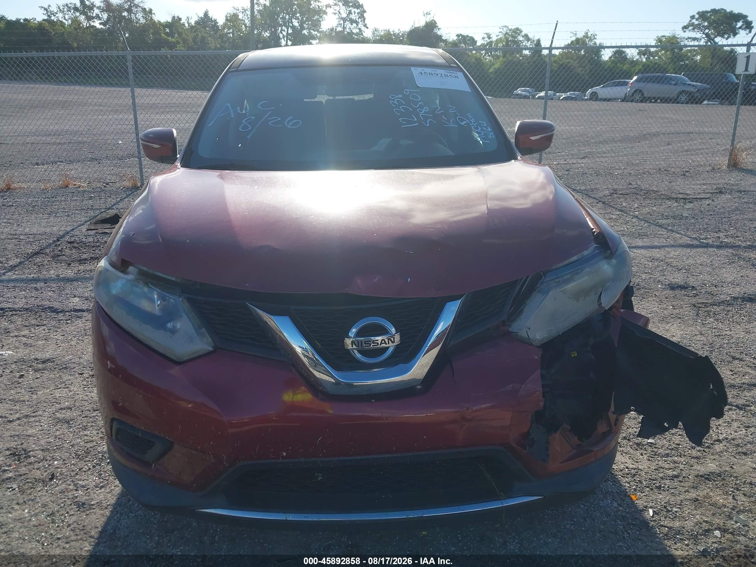 2015 Nissan Rogue S Бордовый vin: KNMAT2MT5FP578509