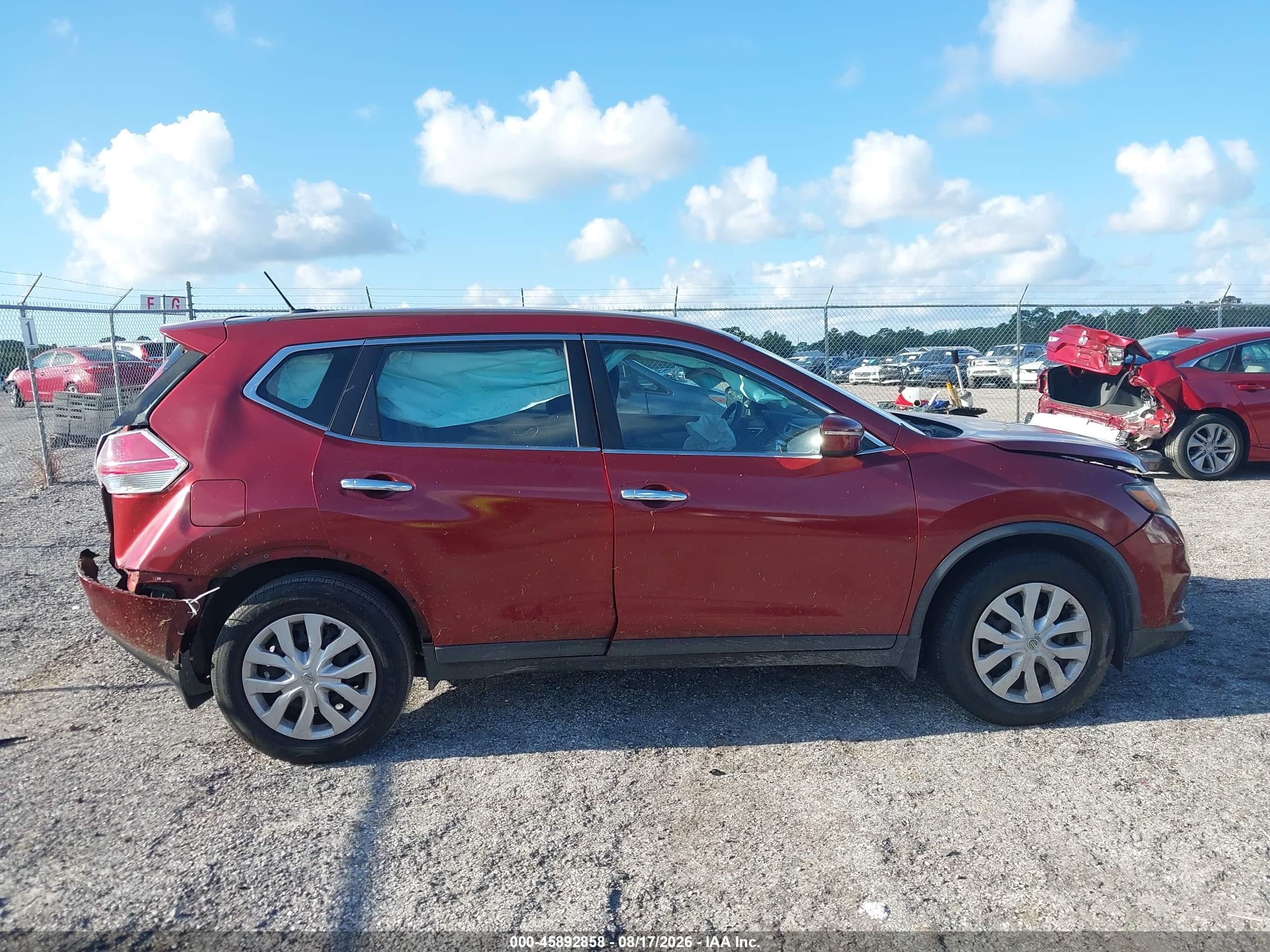 2015 Nissan Rogue S Бордовый vin: KNMAT2MT5FP578509
