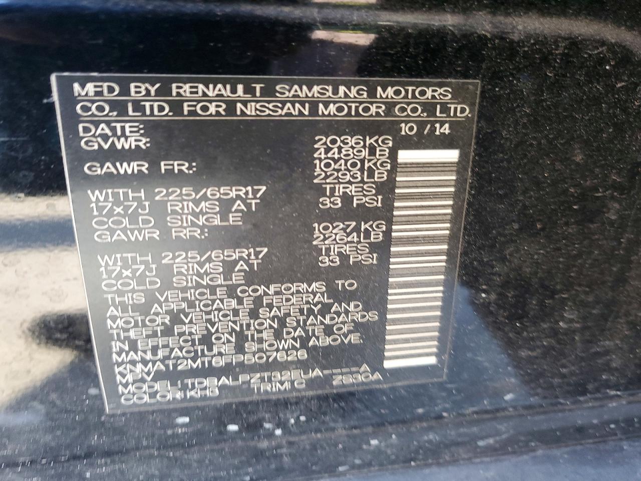 2015 Nissan Rogue S Black vin: KNMAT2MT6FP507626