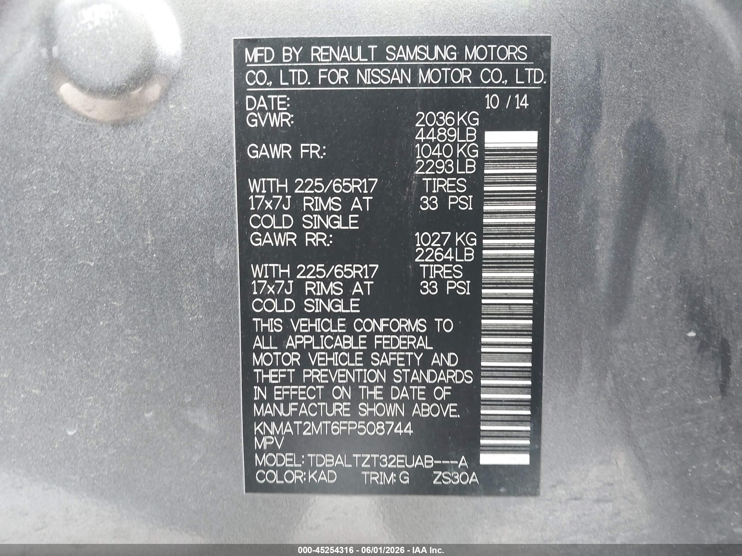2015 Nissan Rogue Sv Gray vin: KNMAT2MT6FP508744