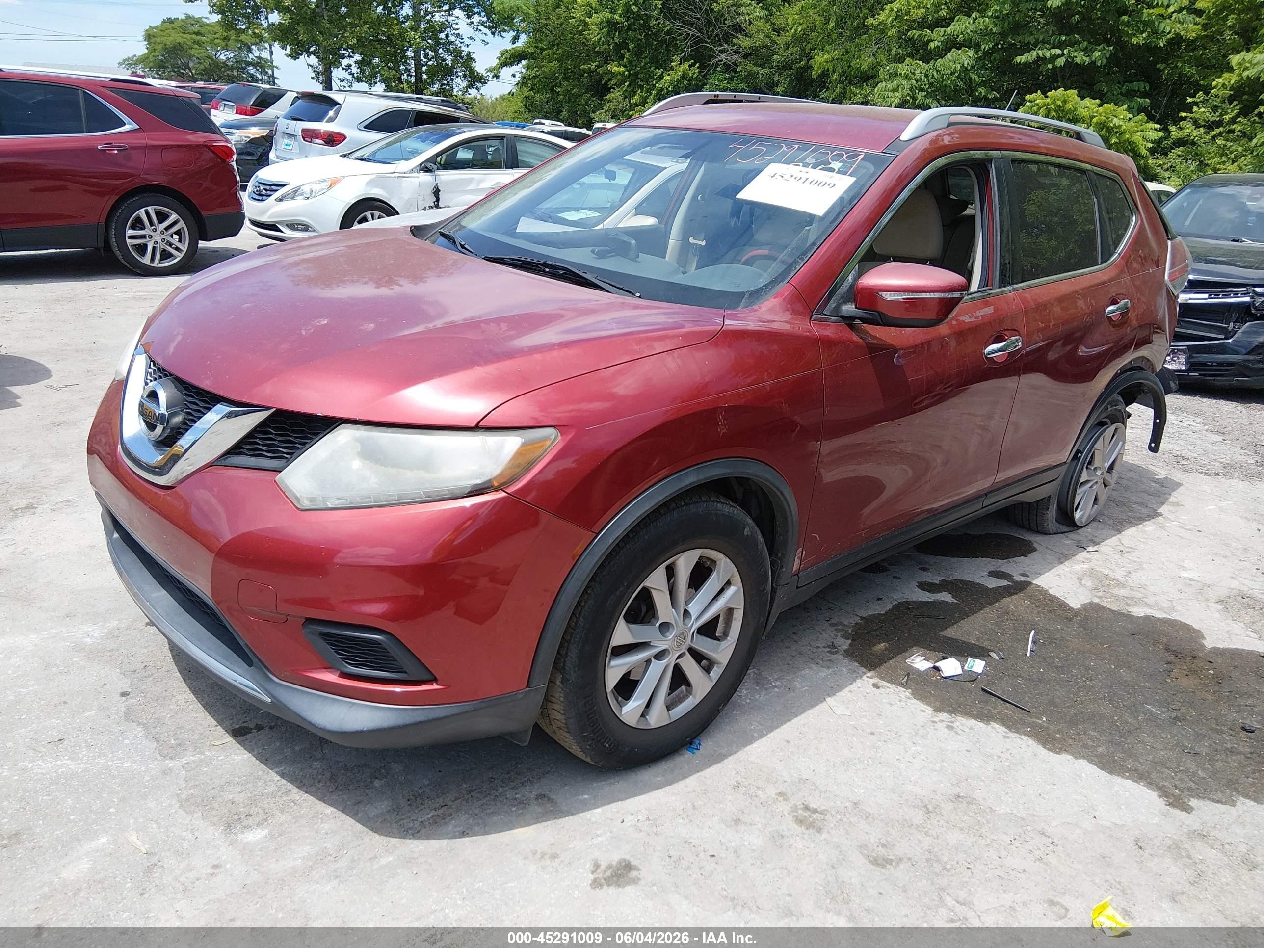 2015 Nissan Rogue Sv Burgundy vin: KNMAT2MT6FP563310