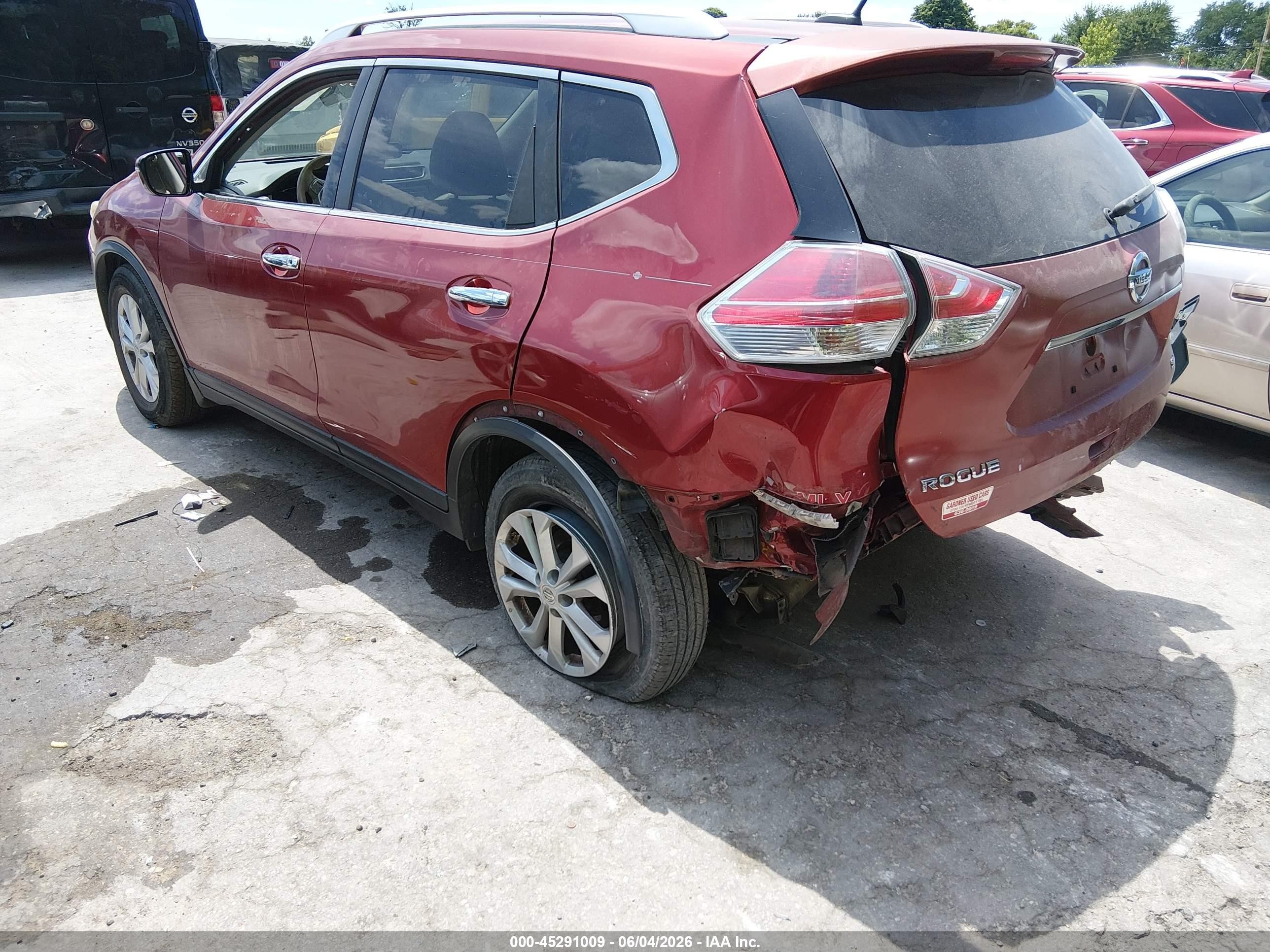 2015 Nissan Rogue Sv Burgundy vin: KNMAT2MT6FP563310