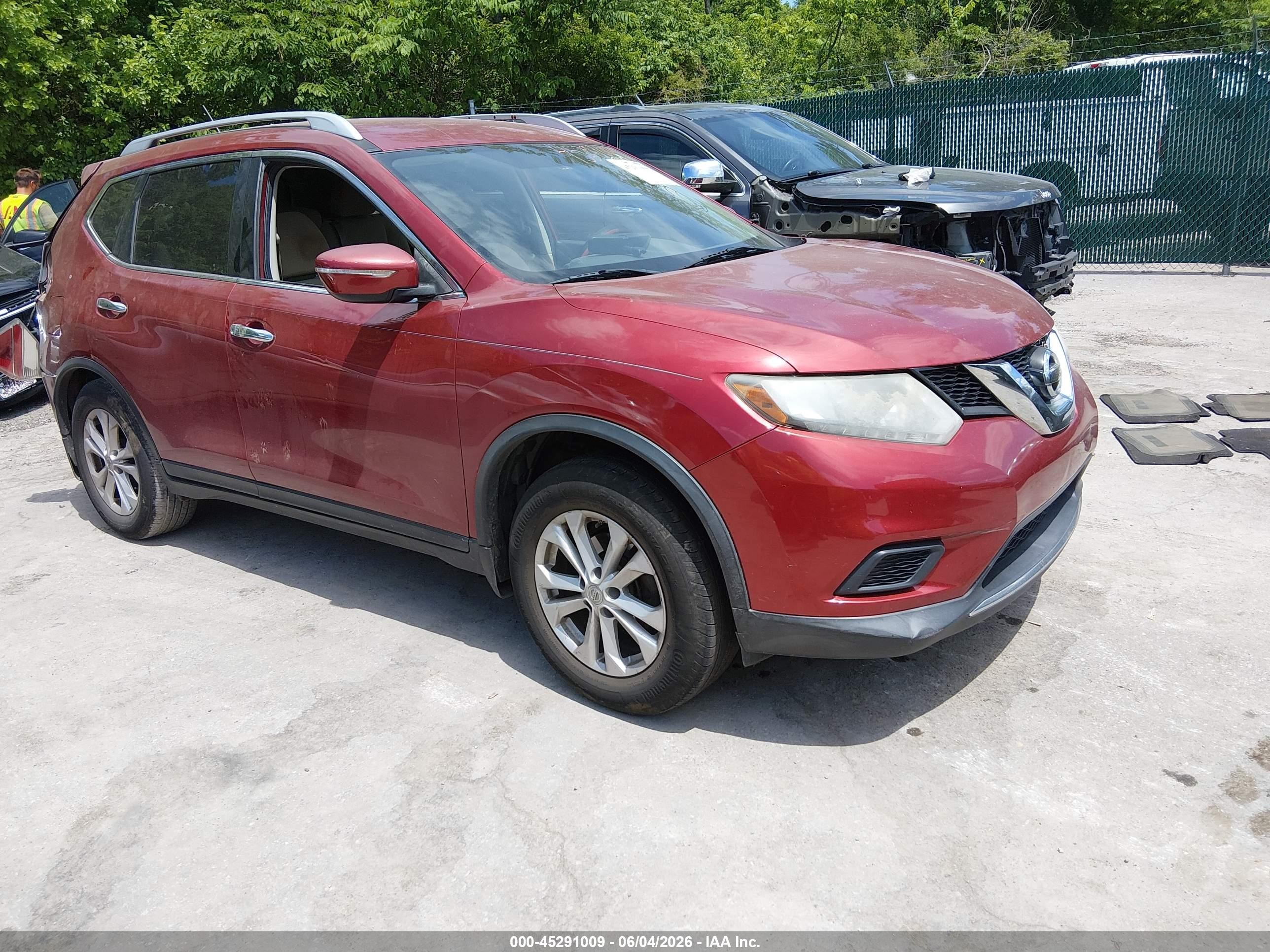2015 Nissan Rogue Sv Бордовый vin: KNMAT2MT6FP563310