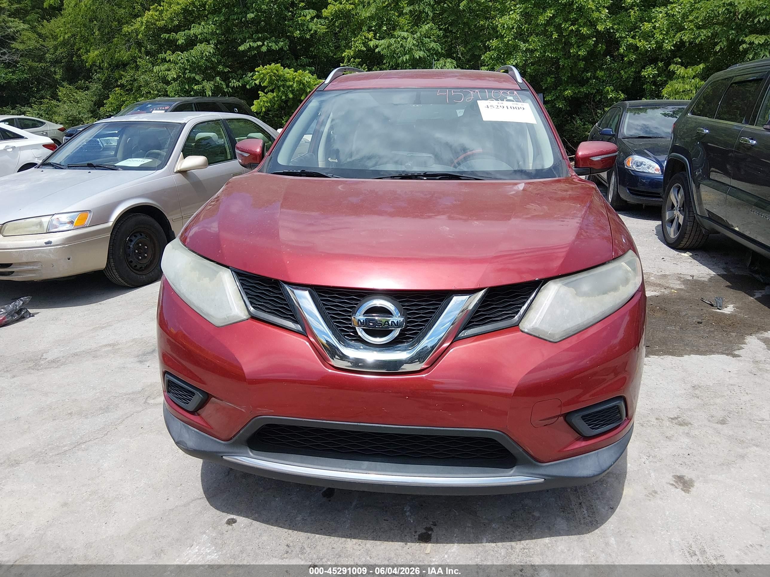 2015 Nissan Rogue Sv Burgundy vin: KNMAT2MT6FP563310