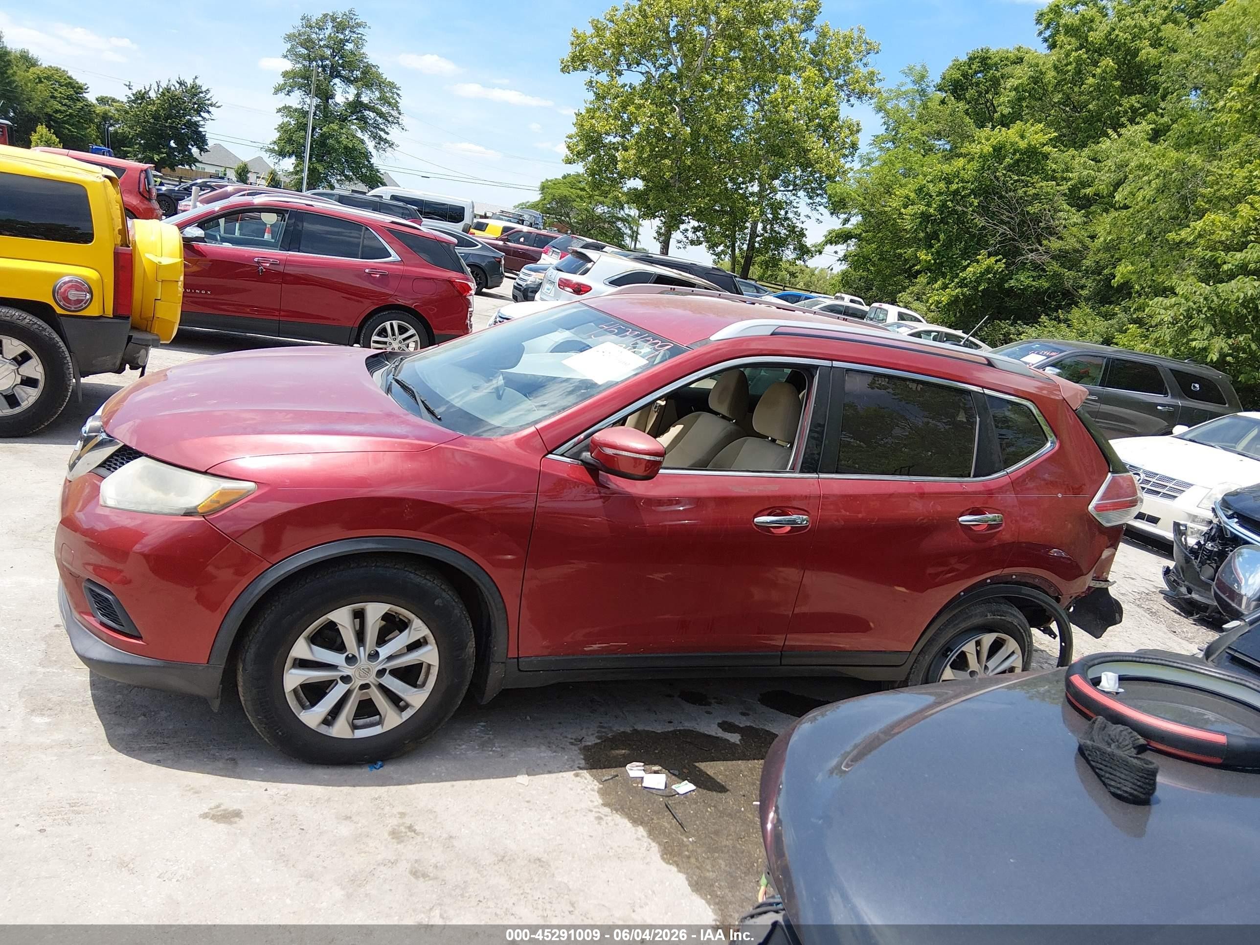 2015 Nissan Rogue Sv Burgundy vin: KNMAT2MT6FP563310