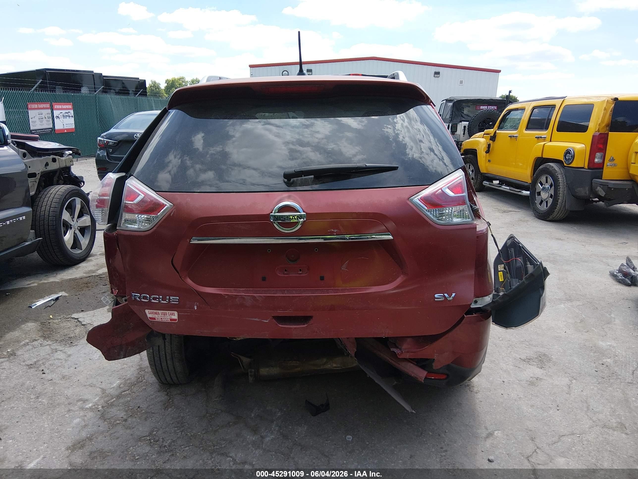 2015 Nissan Rogue Sv Burgundy vin: KNMAT2MT6FP563310