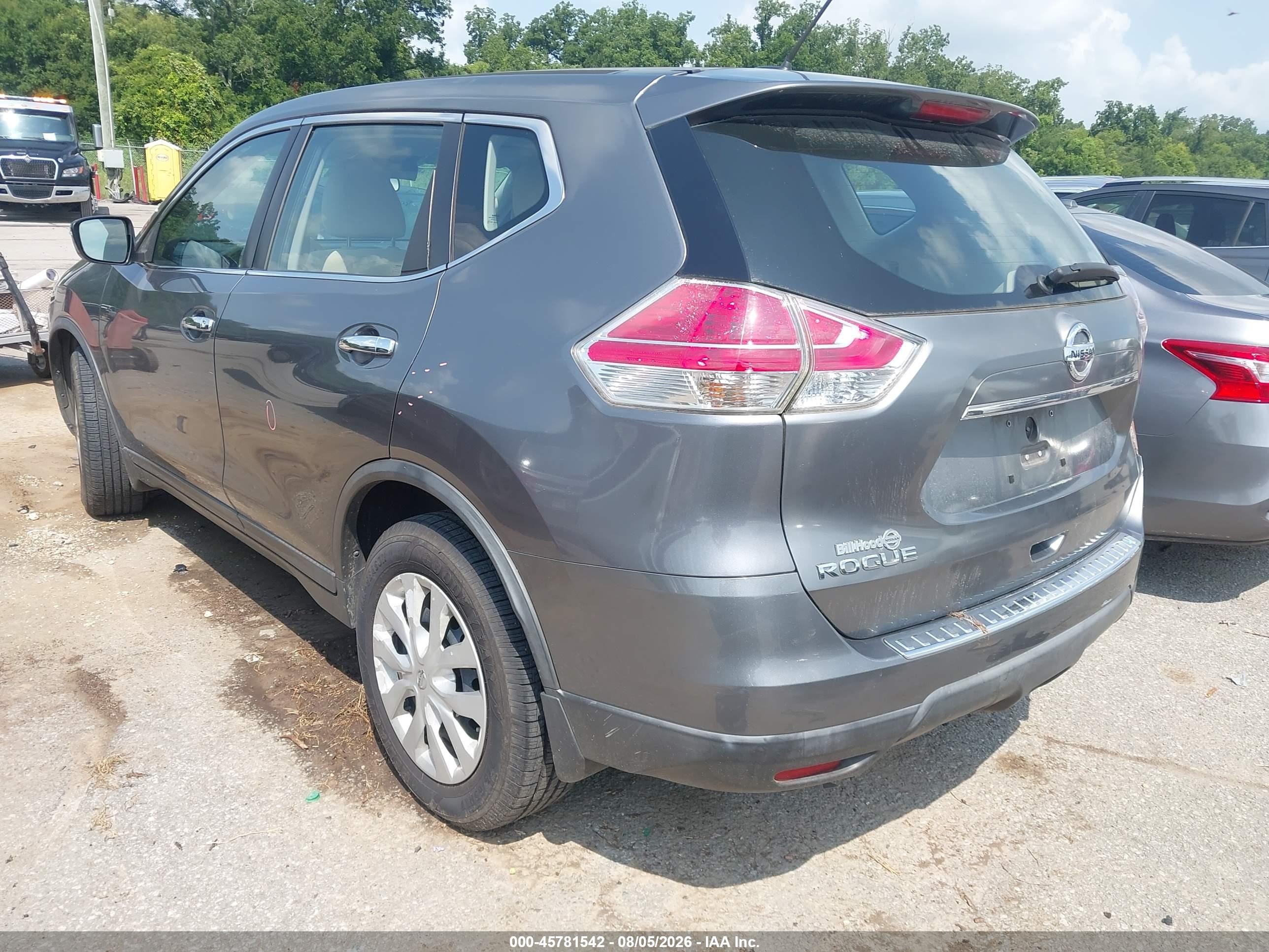 2015 Nissan Rogue S Серый vin: KNMAT2MT6FP564621