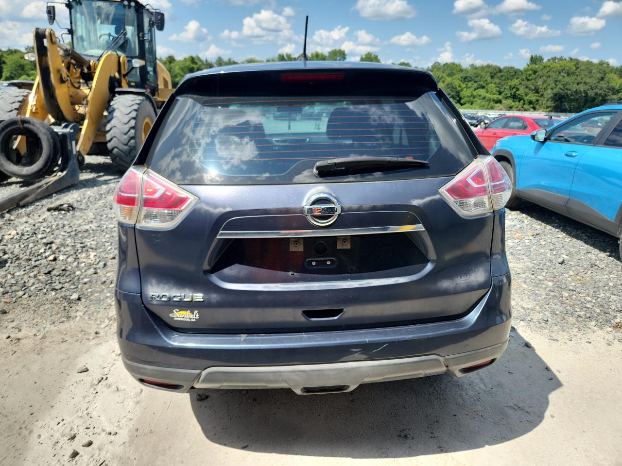 2015 Nissan Rogue S Blue vin: KNMAT2MT6FP576588 Damage: Lift Gate, Peeling, > 12 Inches