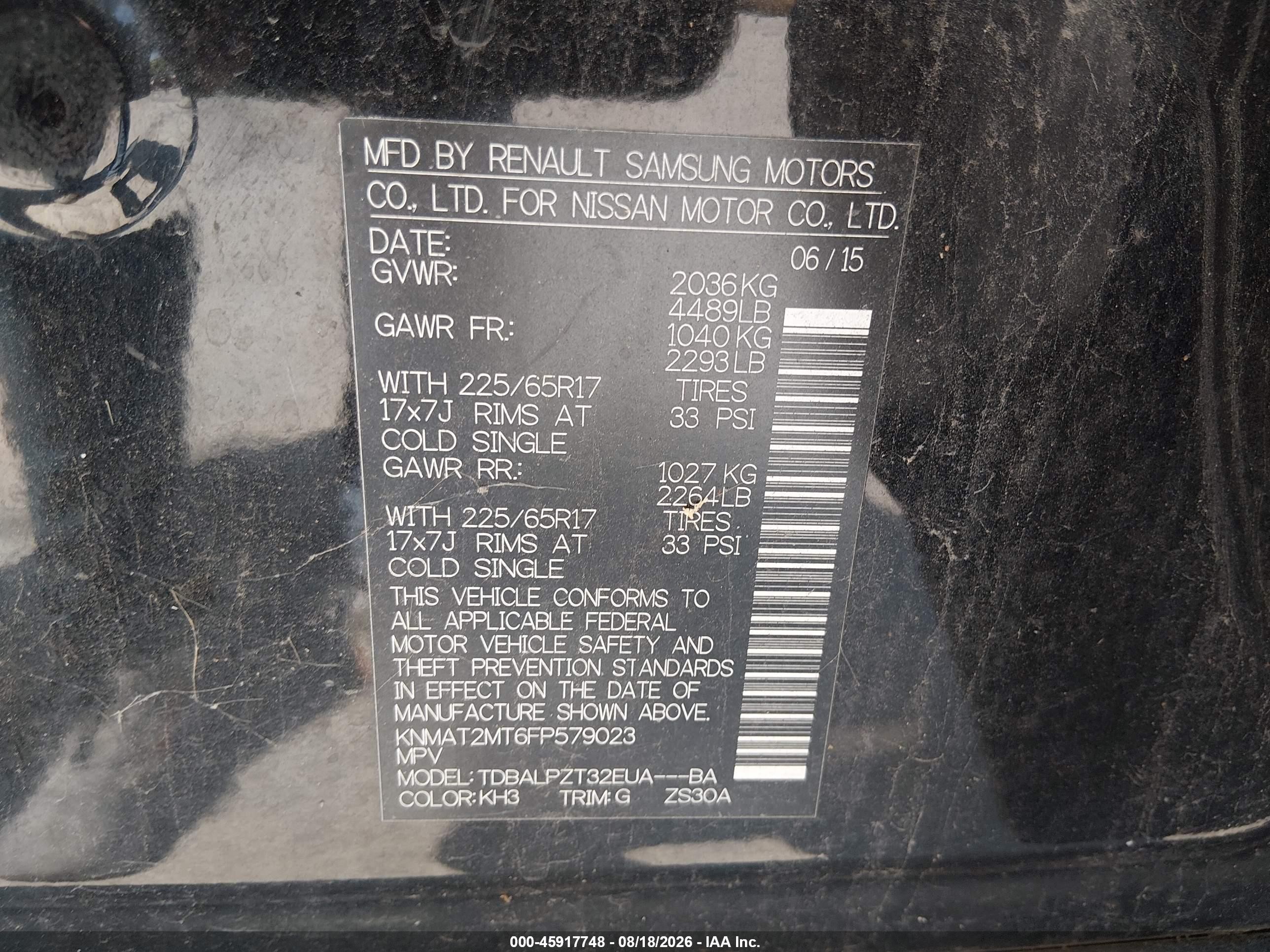 2015 Nissan Rogue S Black vin: KNMAT2MT6FP579023