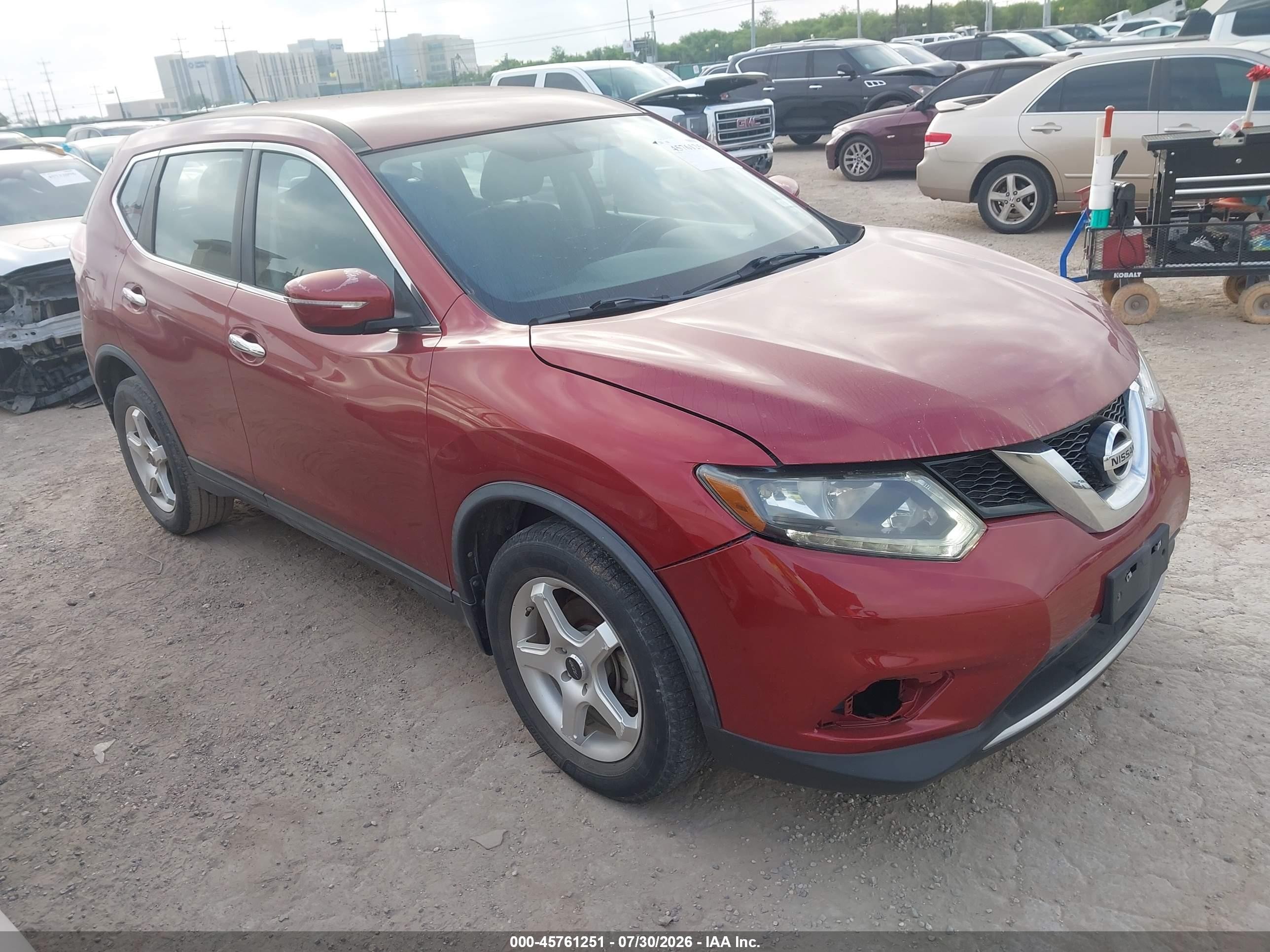 2015 Nissan Rogue S Red vin: KNMAT2MT6FP588921