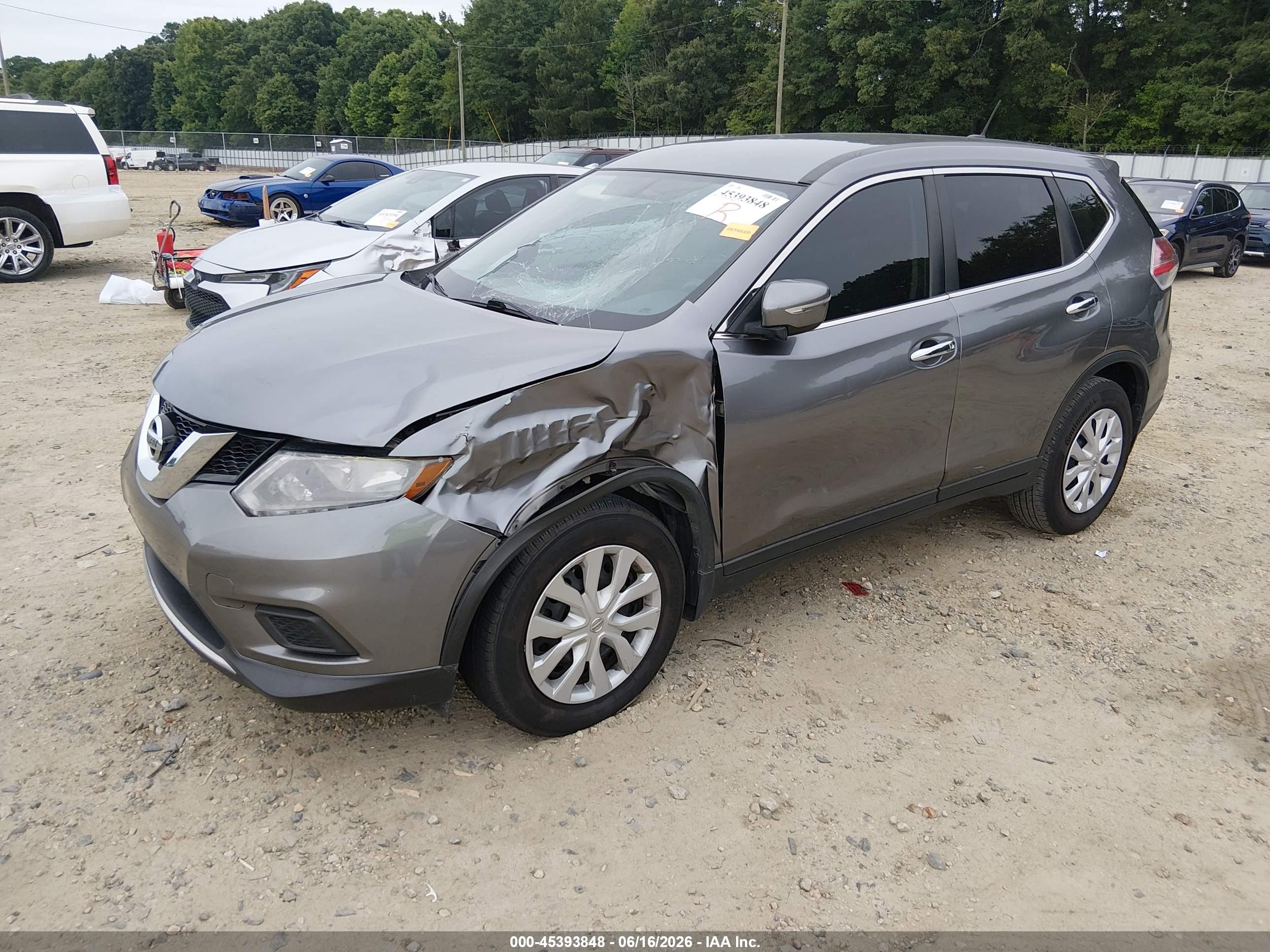 2015 Nissan Rogue S Gray vin: KNMAT2MT6FP592306