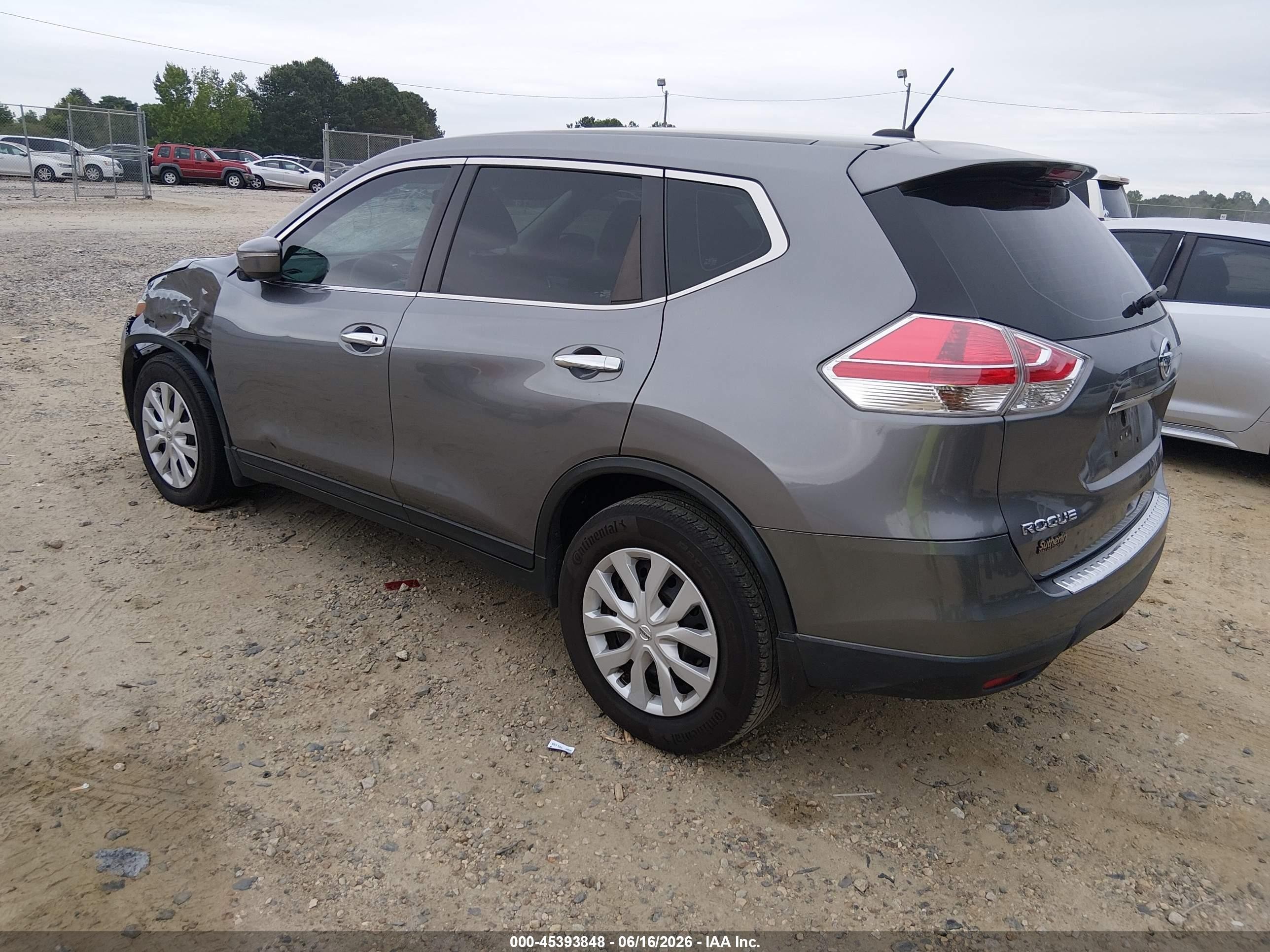 2015 Nissan Rogue S Gray vin: KNMAT2MT6FP592306