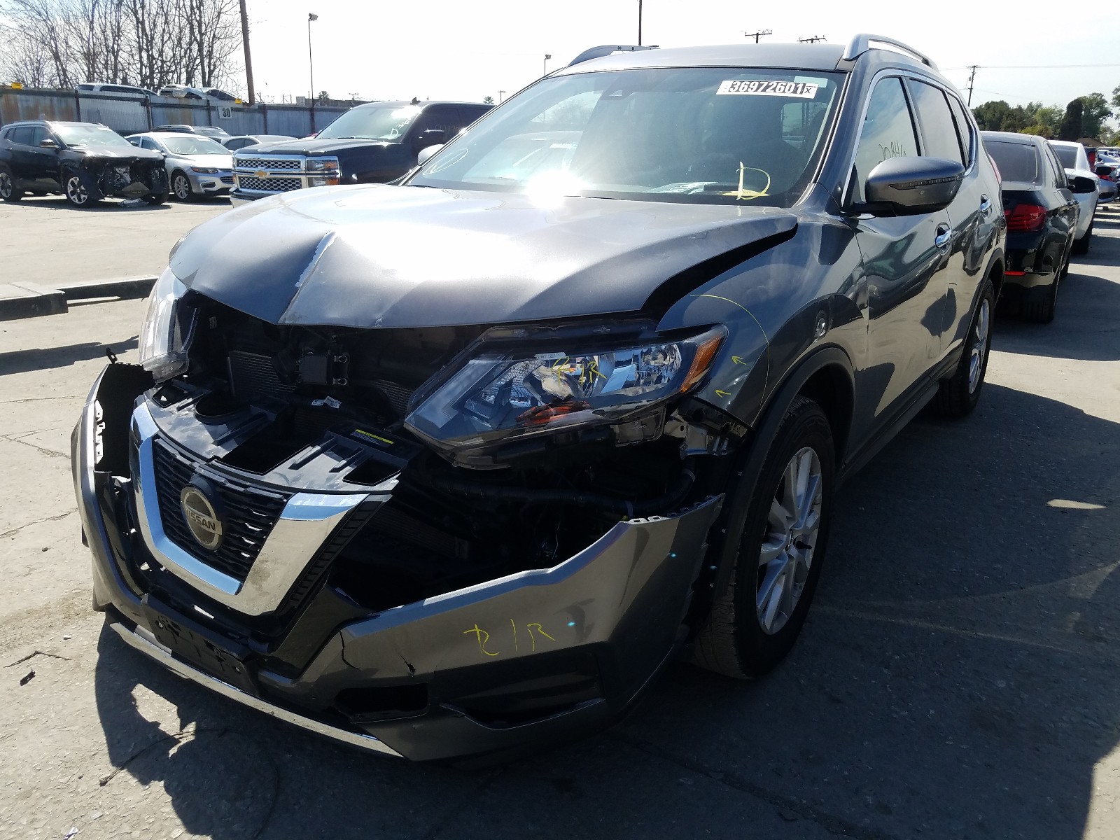 2020 Nissan Rogue S Серый vin: KNMAT2MT6LP527287