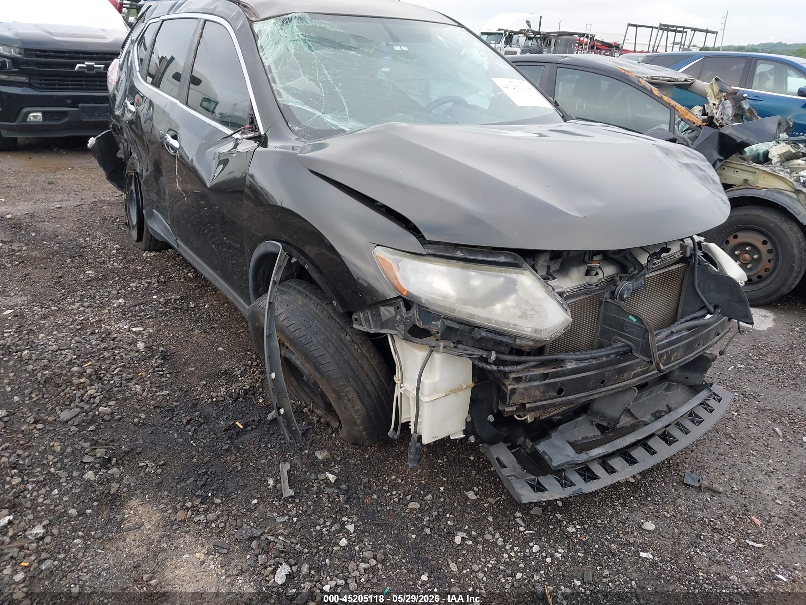 2015 Nissan Rogue S Gray vin: KNMAT2MT7FP500913