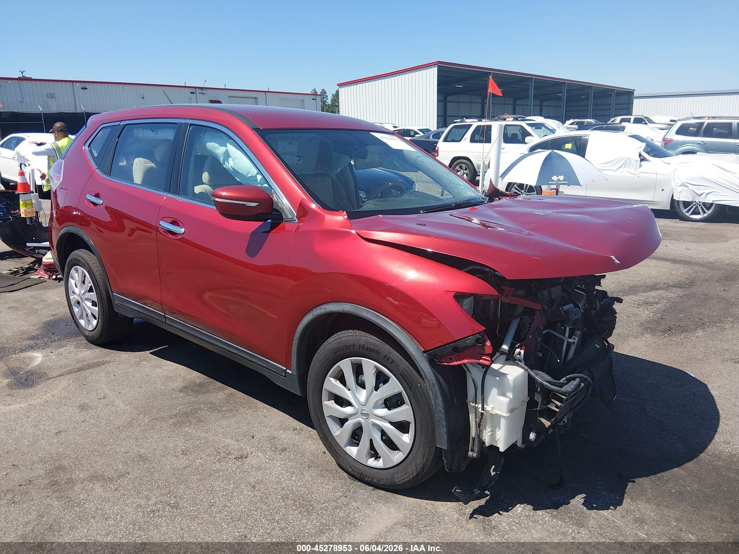 2015 Nissan Rogue S Красный vin: KNMAT2MT7FP512768