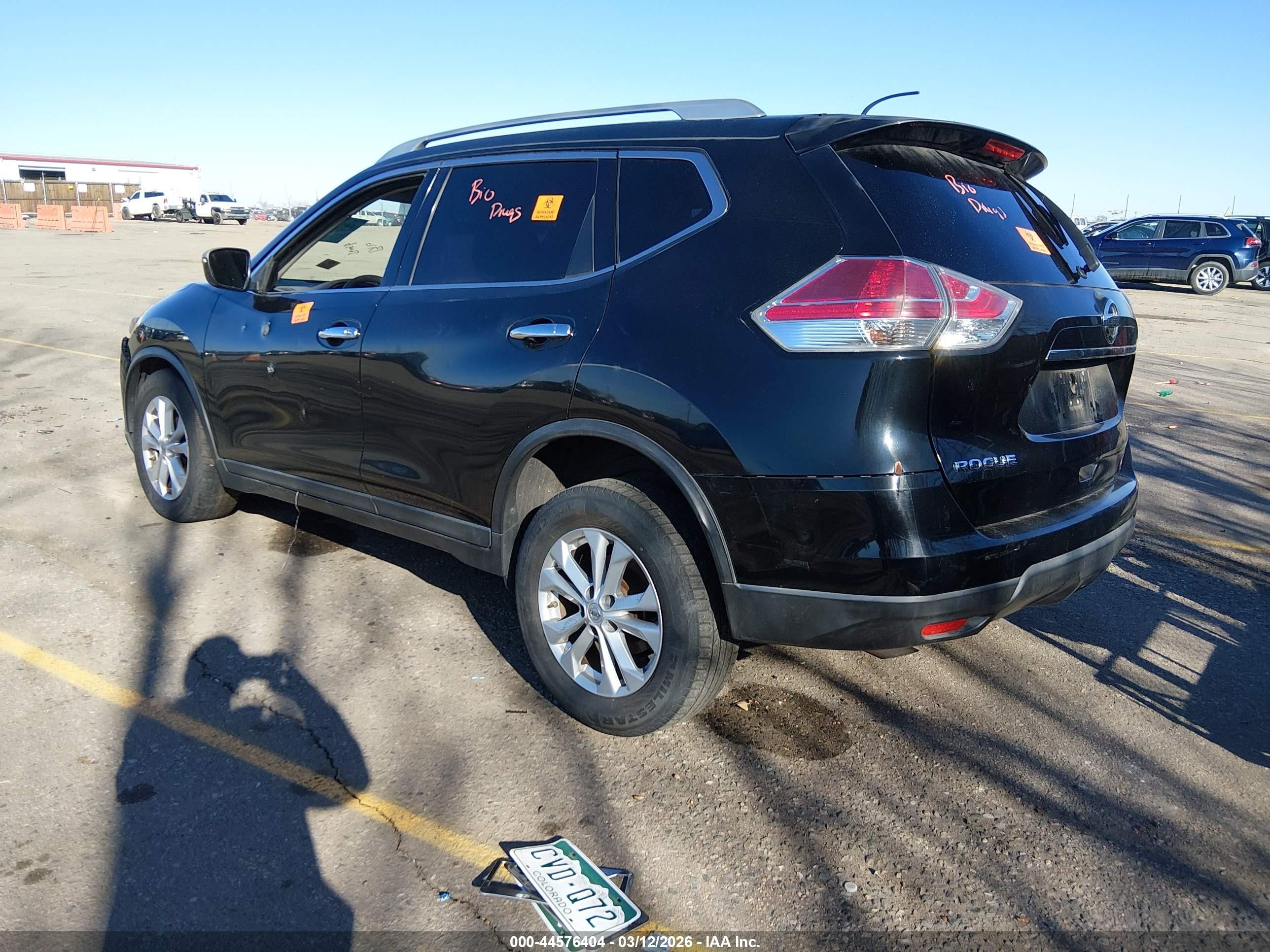 2015 Nissan Rogue Sv Black vin: KNMAT2MT7FP518649