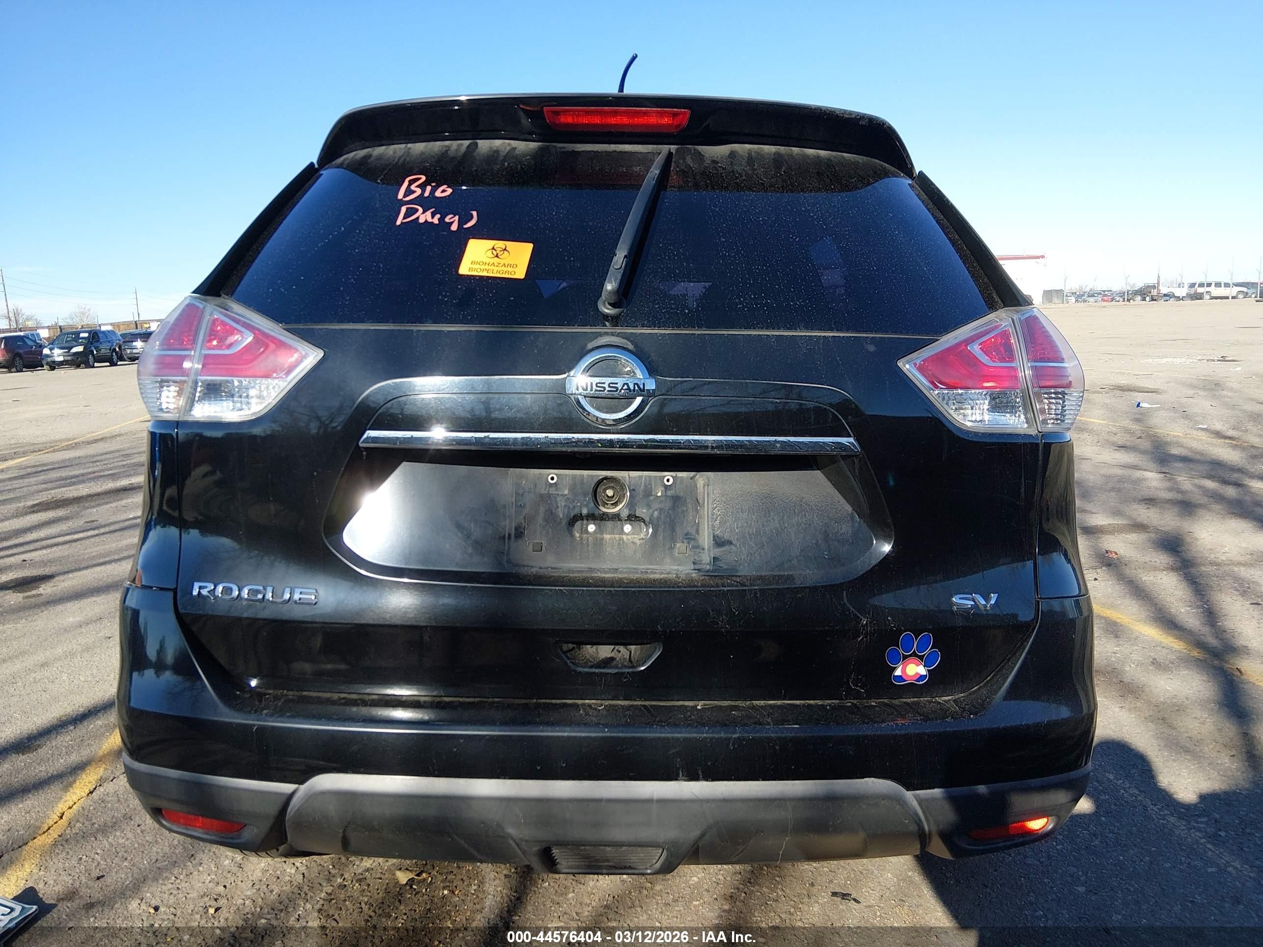 2015 Nissan Rogue Sv Black vin: KNMAT2MT7FP518649
