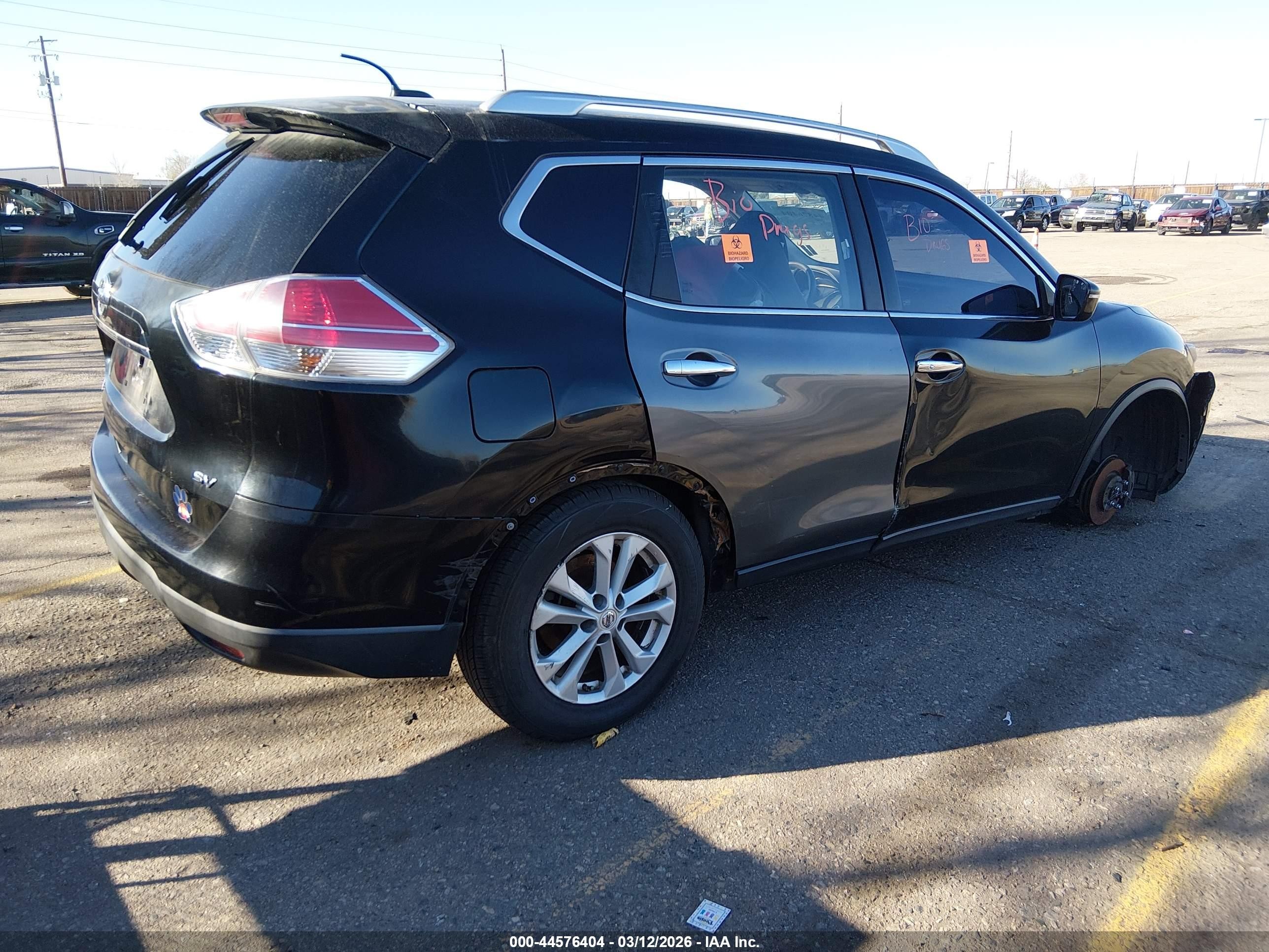 2015 Nissan Rogue Sv Black vin: KNMAT2MT7FP518649