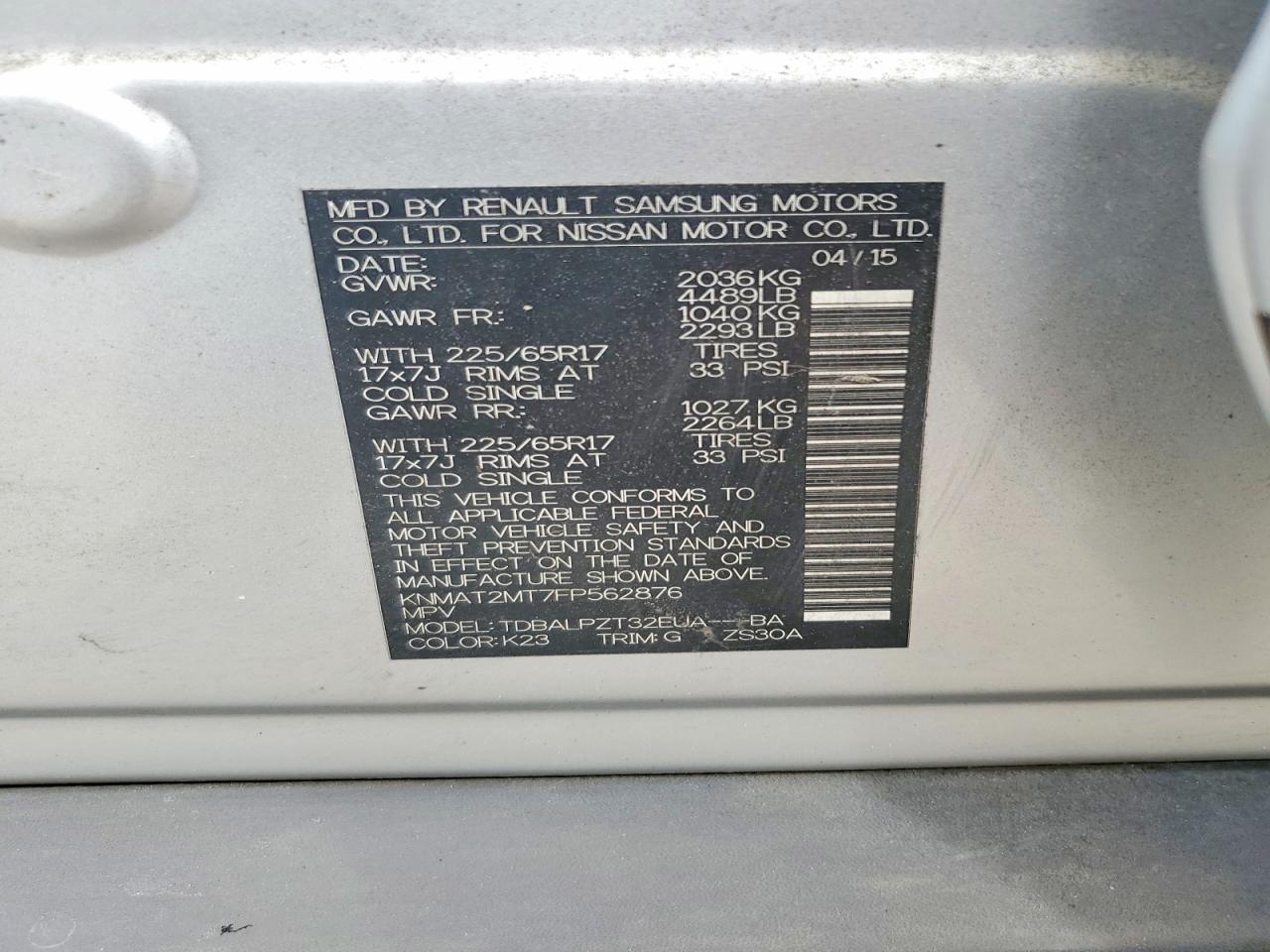 2015 Nissan Rogue S Серебряный vin: KNMAT2MT7FP562876