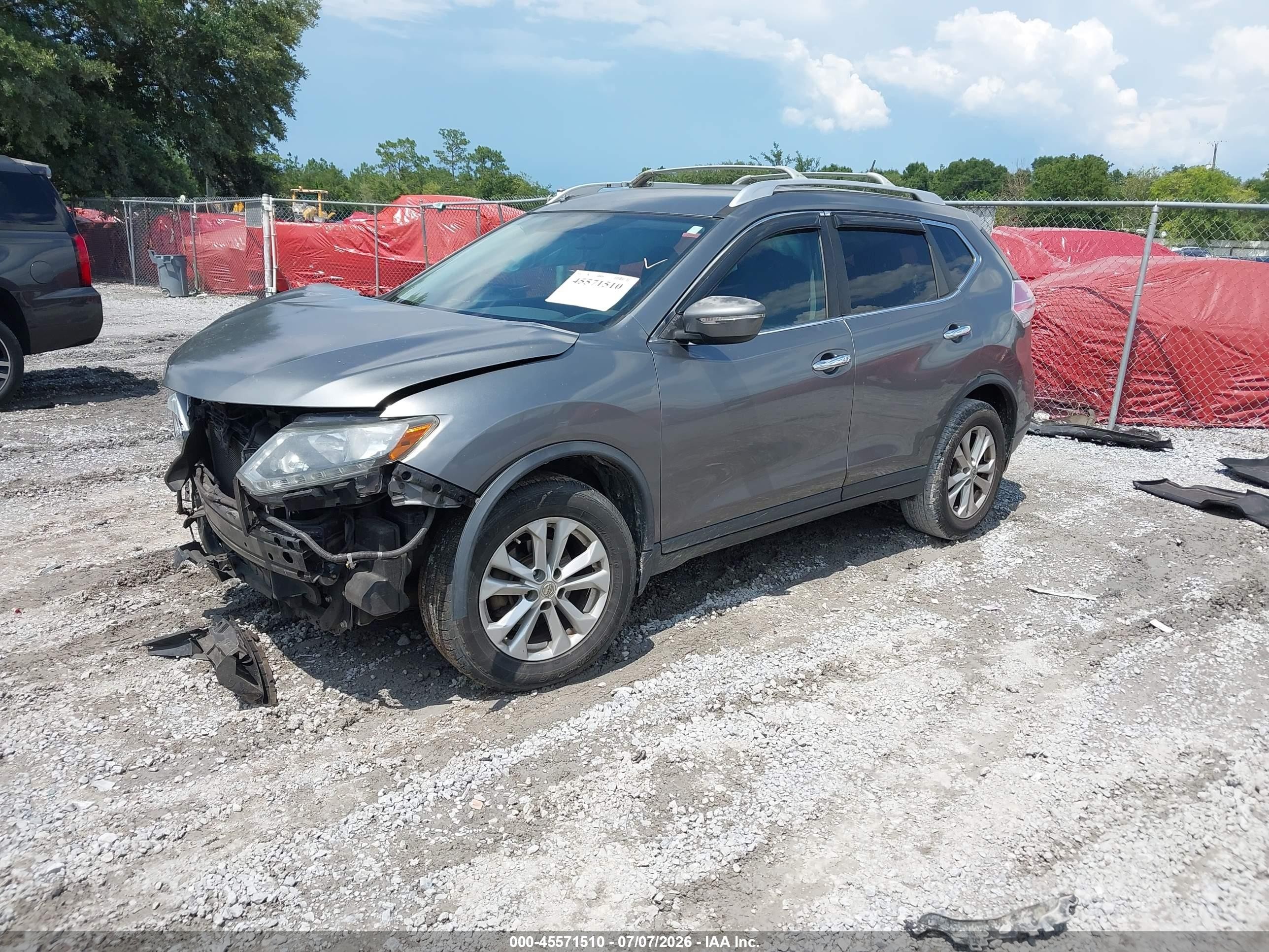 2015 Nissan Rogue Sv Серый vin: KNMAT2MT7FP574607