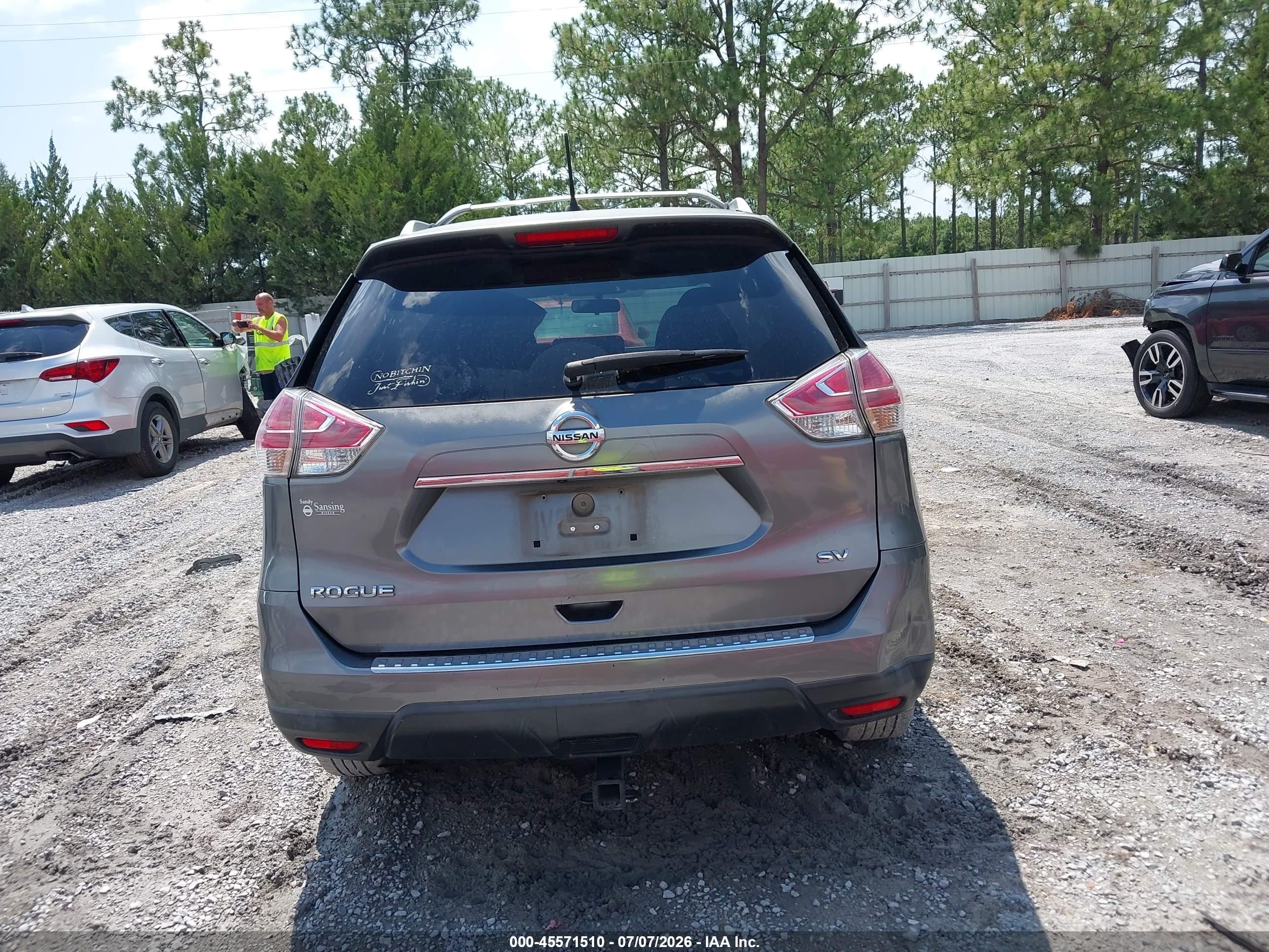 2015 Nissan Rogue Sv Серый vin: KNMAT2MT7FP574607