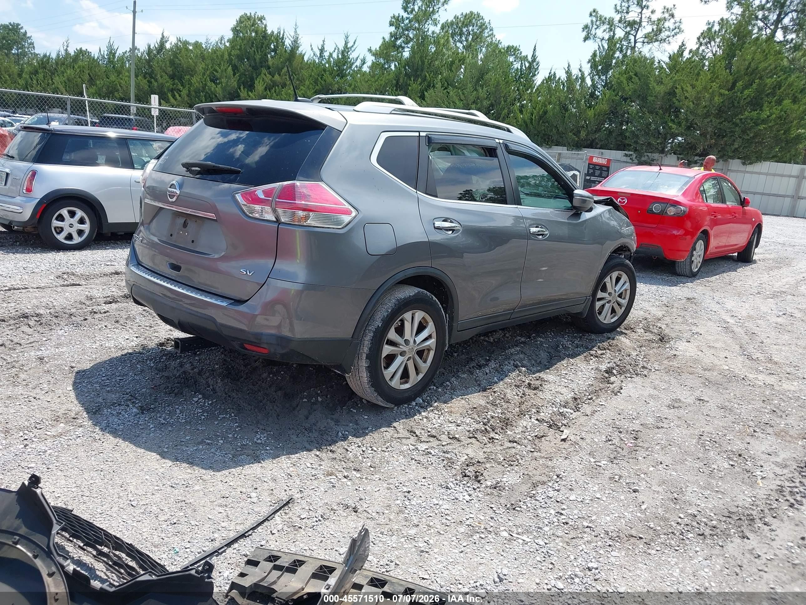 2015 Nissan Rogue Sv Серый vin: KNMAT2MT7FP574607