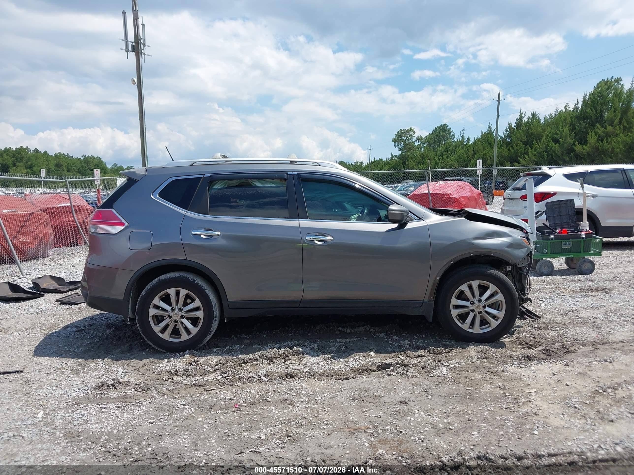 2015 Nissan Rogue Sv Серый vin: KNMAT2MT7FP574607