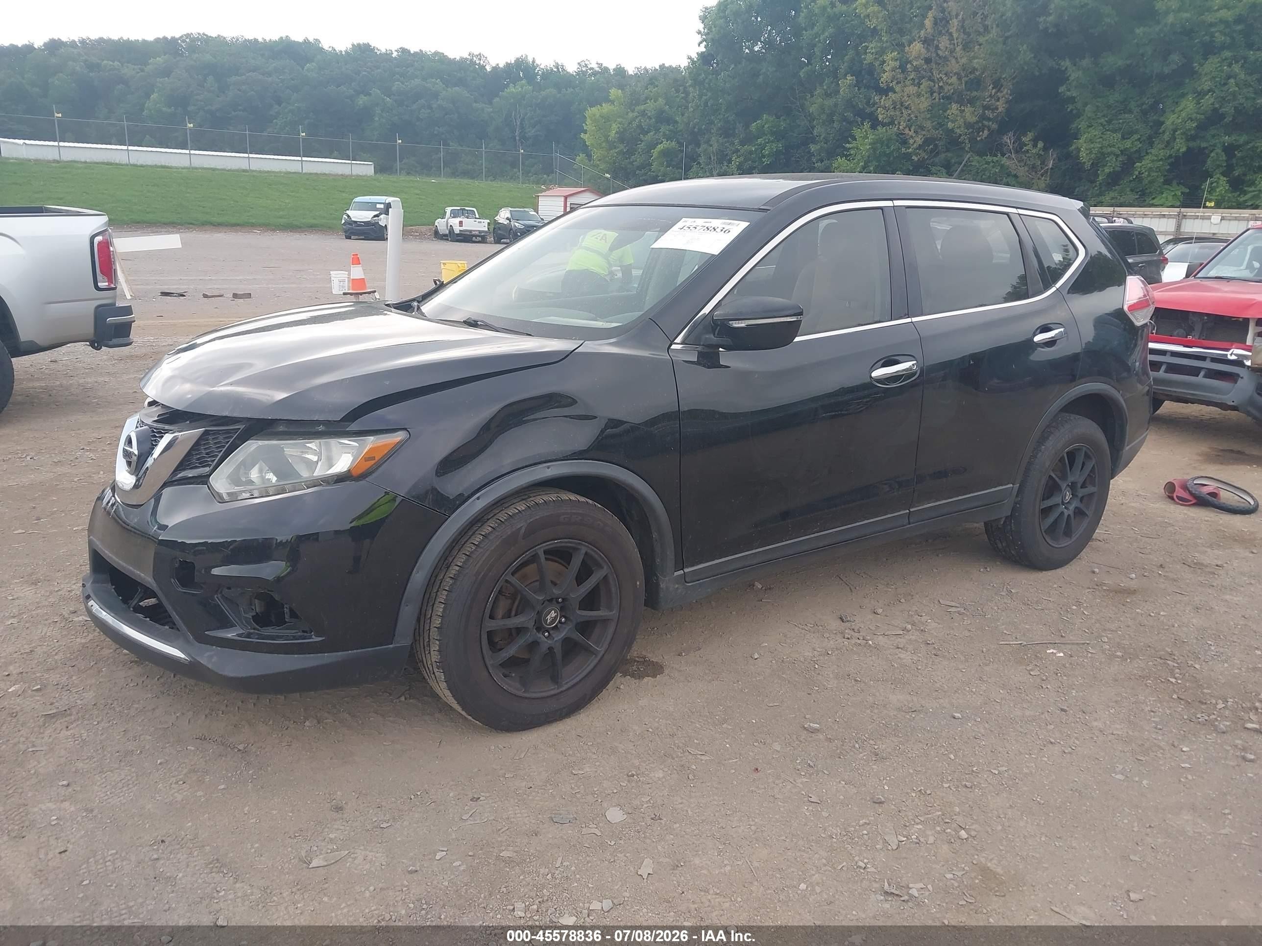 2015 Nissan Rogue S Black vin: KNMAT2MT8FP500208