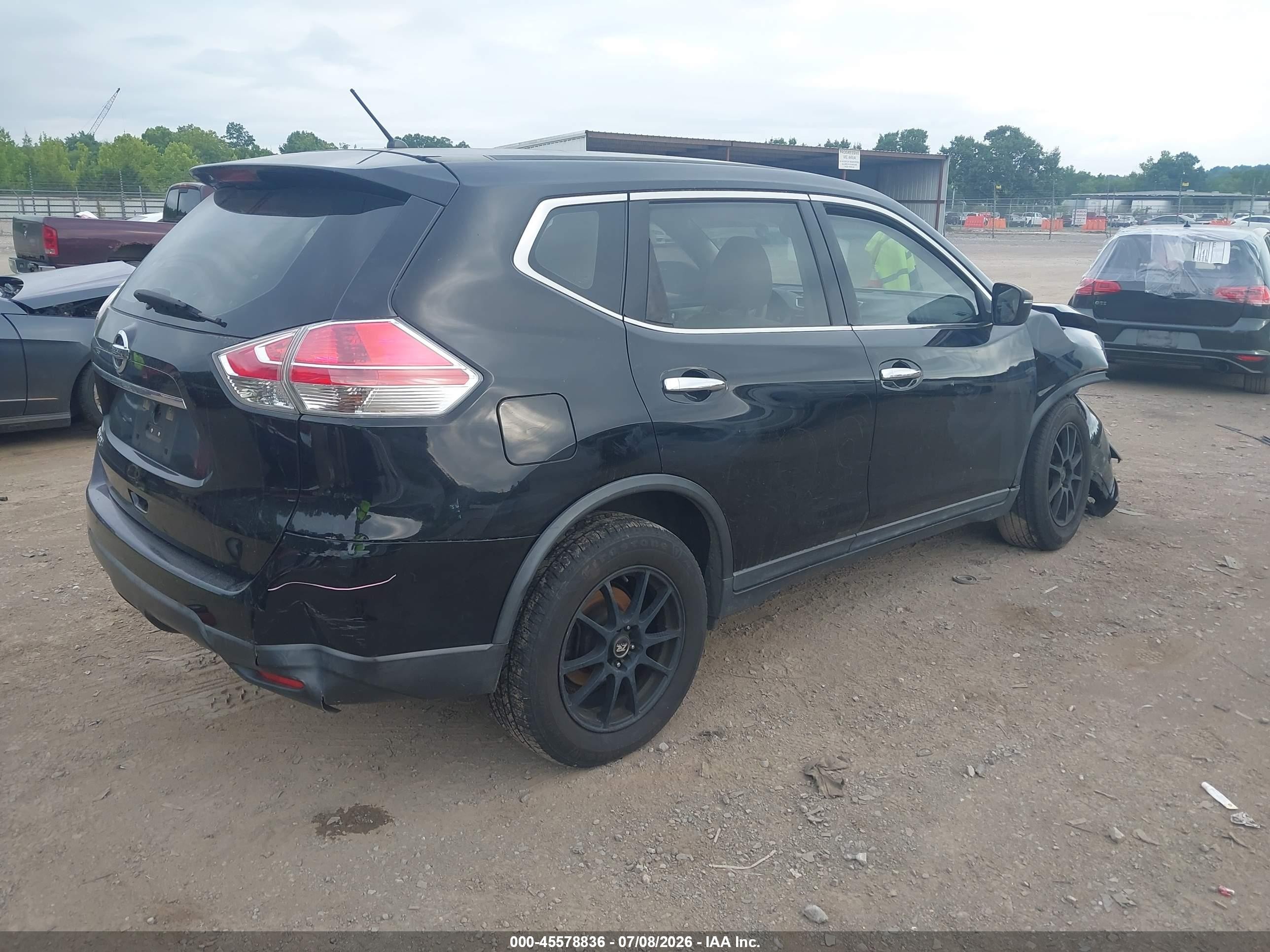 2015 Nissan Rogue S Black vin: KNMAT2MT8FP500208