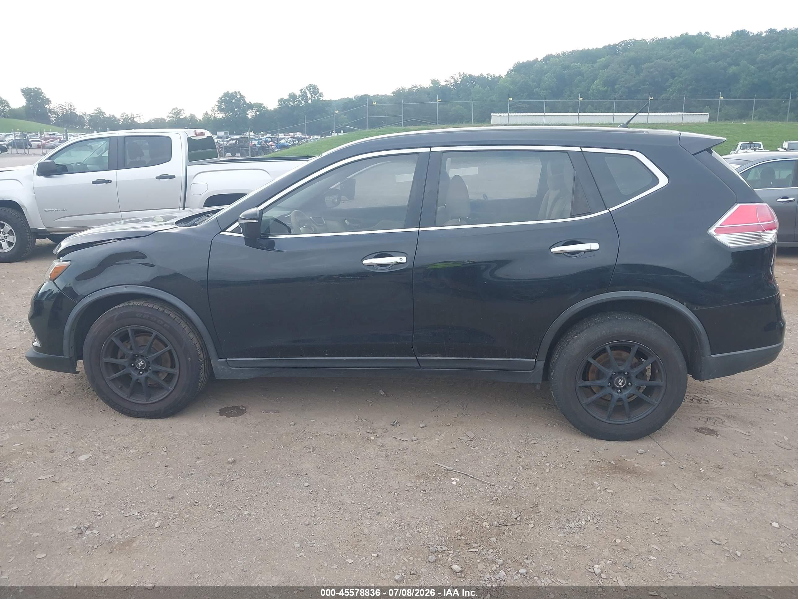 2015 Nissan Rogue S Black vin: KNMAT2MT8FP500208