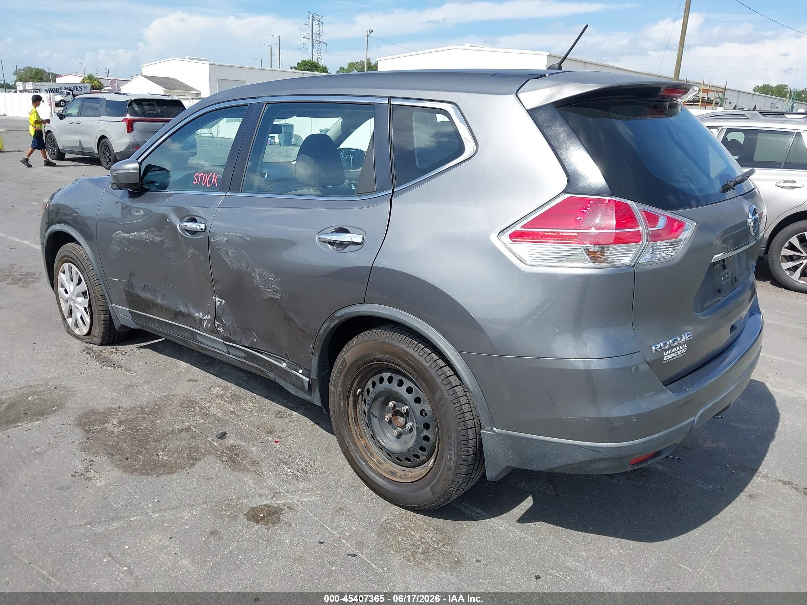 2015 Nissan Rogue S Gray vin: KNMAT2MT8FP505778