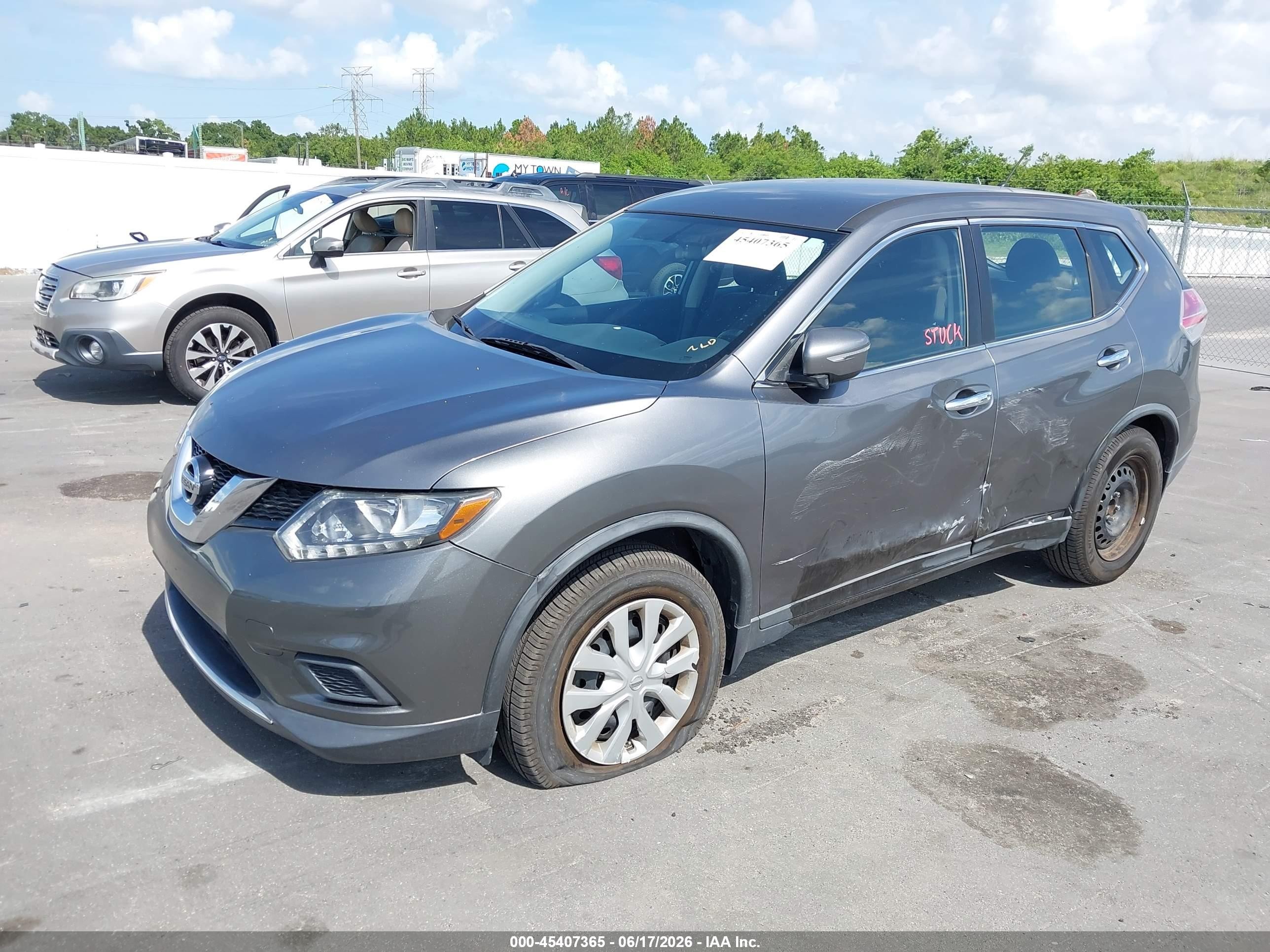 2015 Nissan Rogue S Gray vin: KNMAT2MT8FP505778