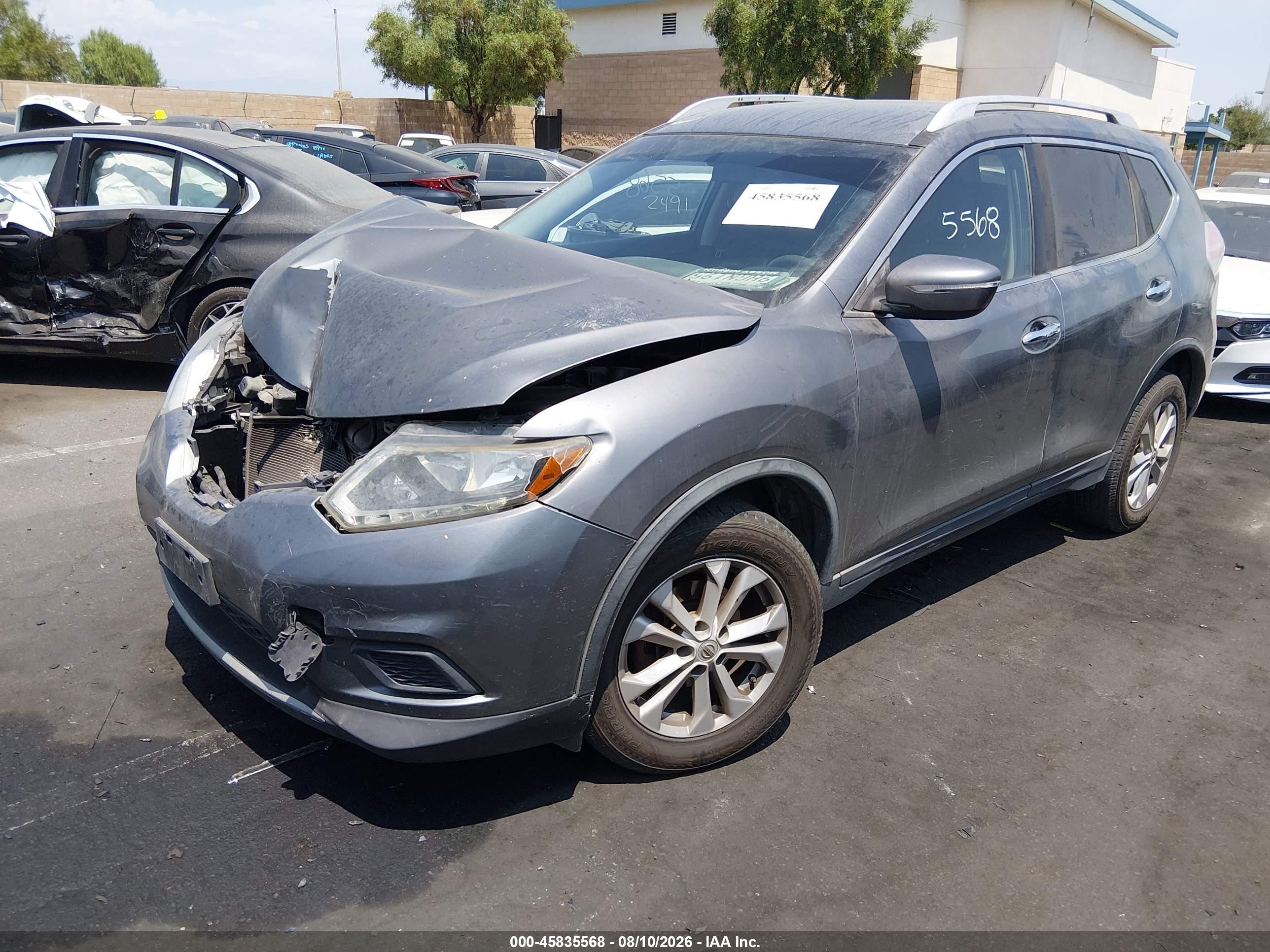 2015 Nissan Rogue Sv Серый vin: KNMAT2MT8FP531264