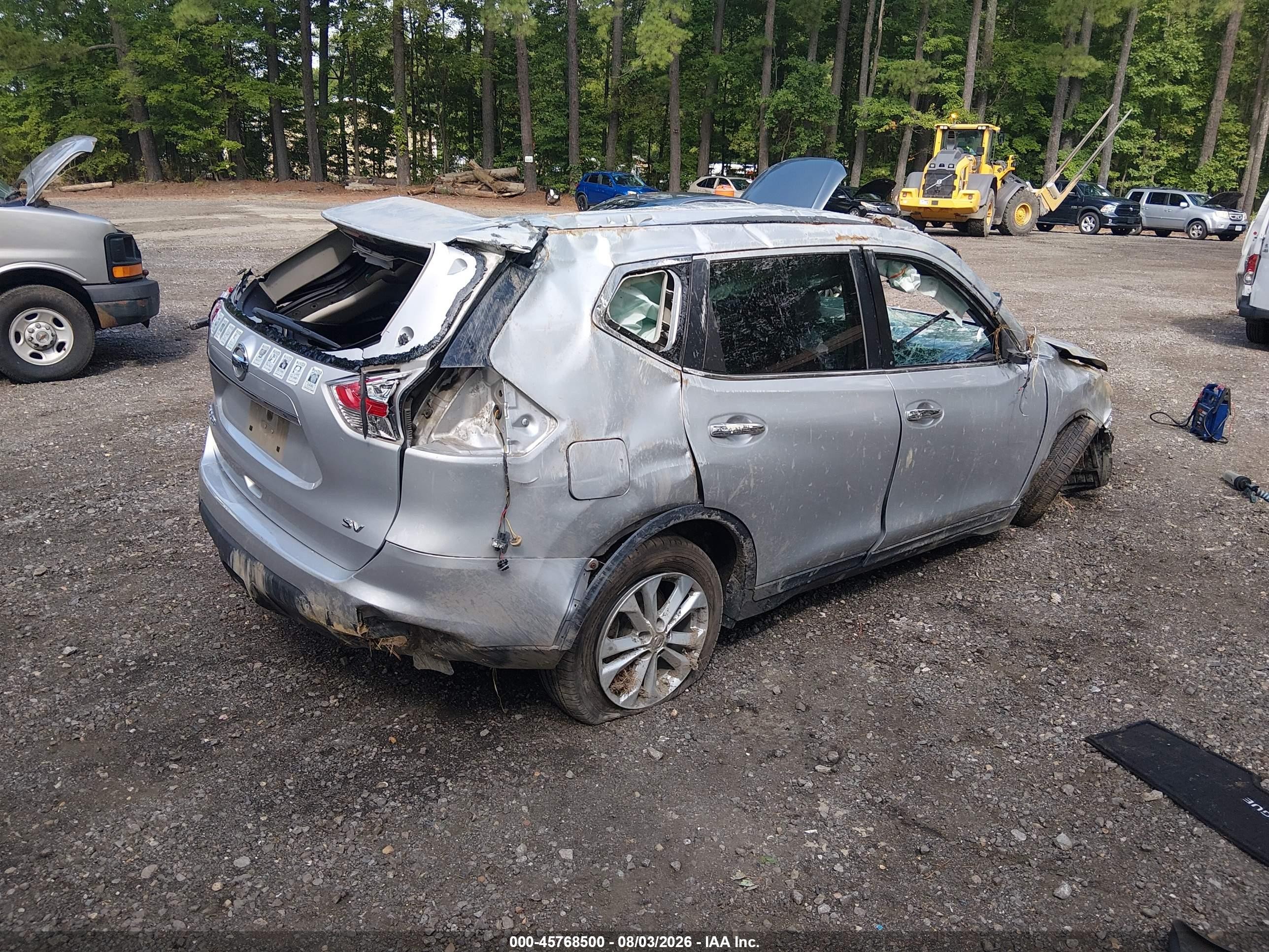 2015 Nissan Rogue Sv Серебряный vin: KNMAT2MT8FP535394