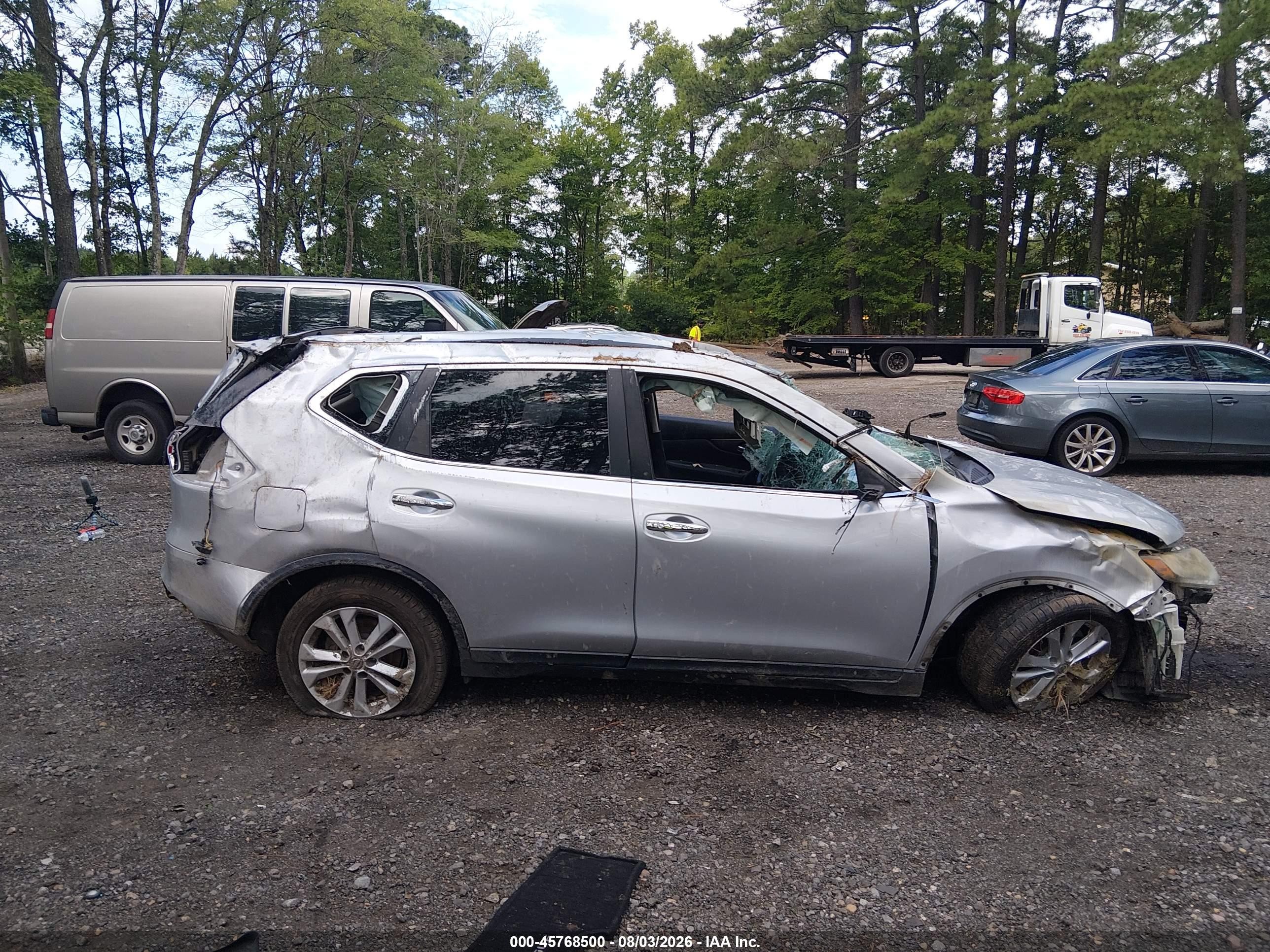 2015 Nissan Rogue Sv Серебряный vin: KNMAT2MT8FP535394
