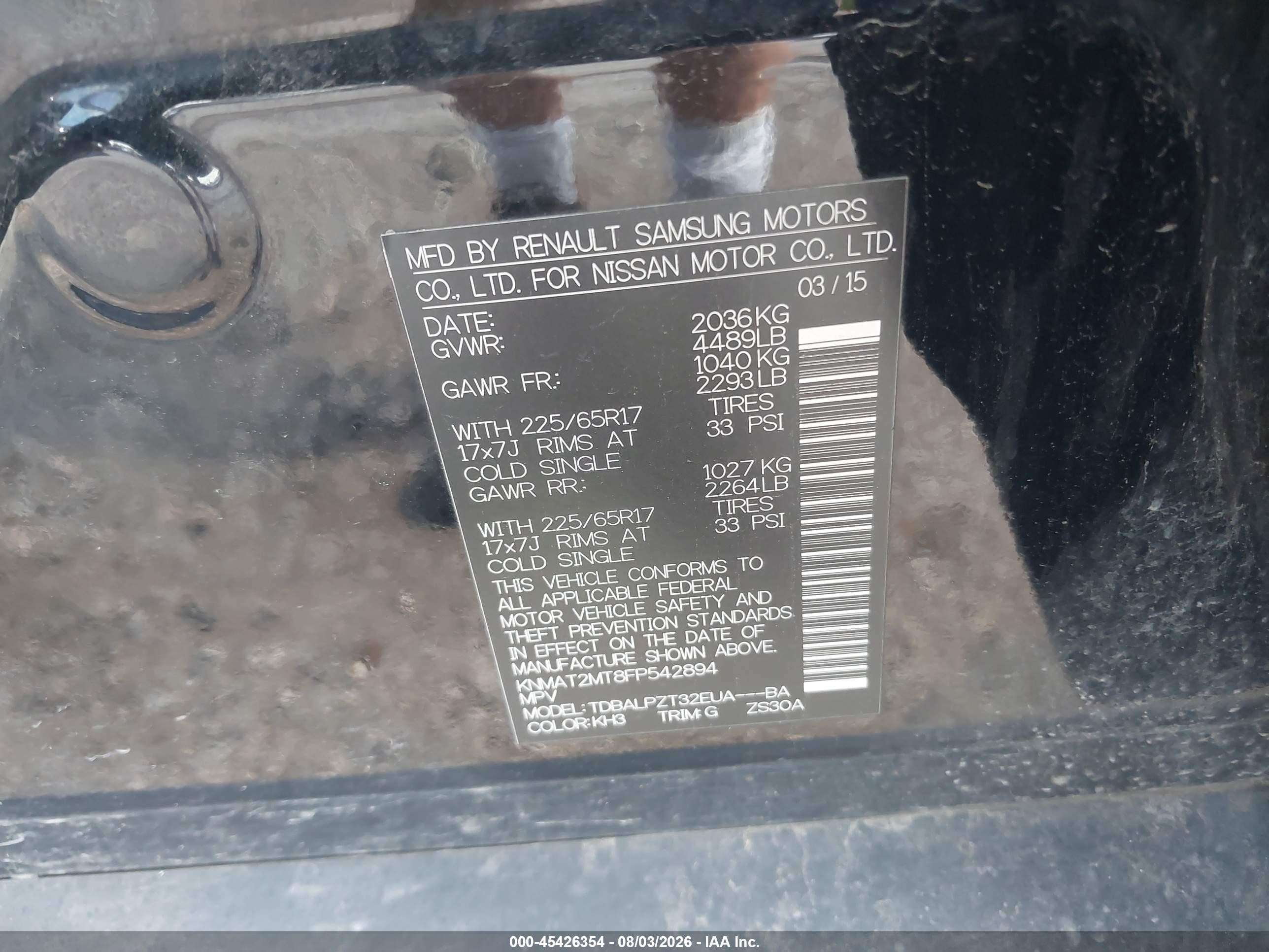 2015 Nissan Rogue S Gray vin: KNMAT2MT8FP542894