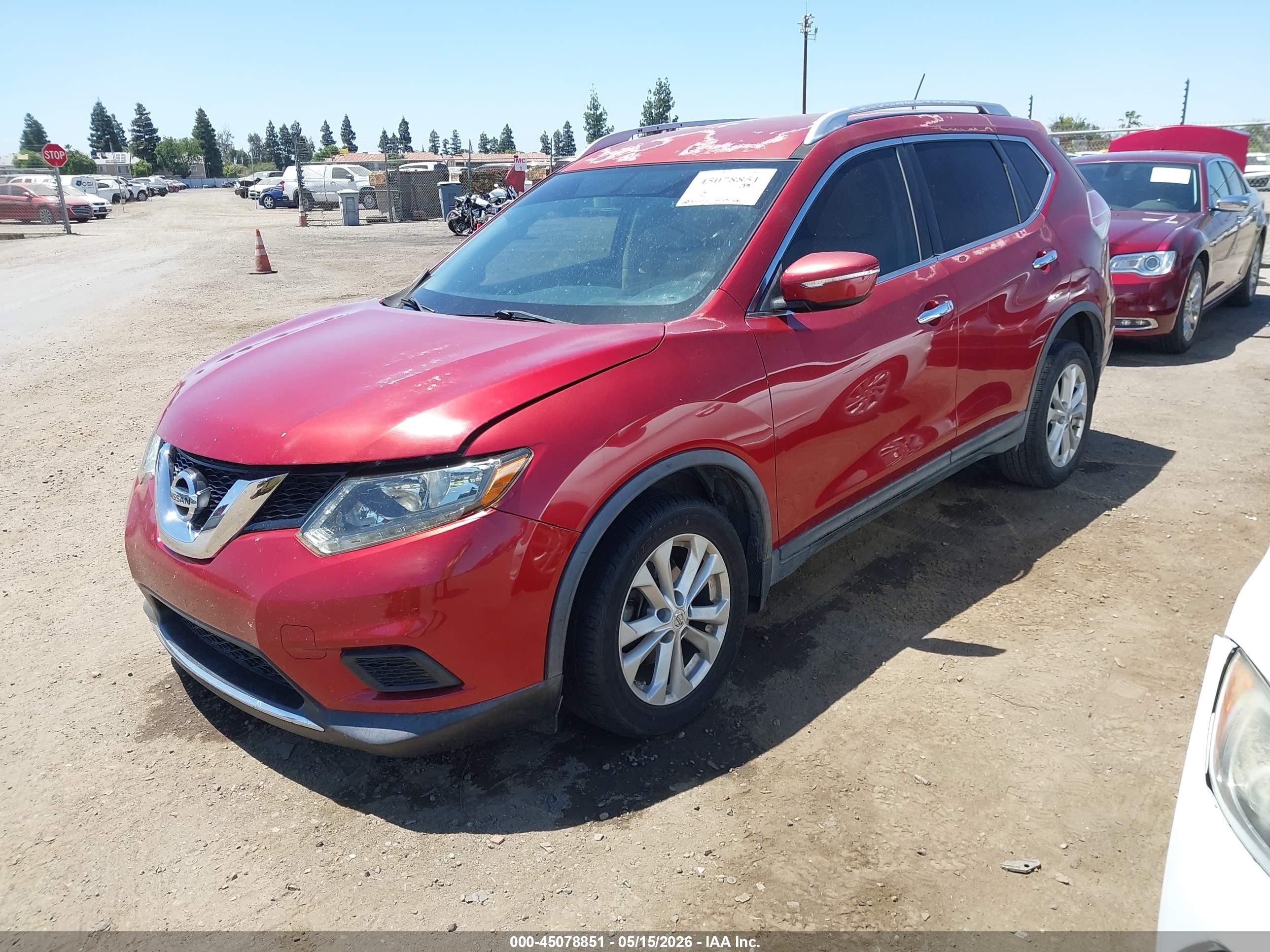 2015 Nissan Rogue Sv Maroon vin: KNMAT2MT8FP559551