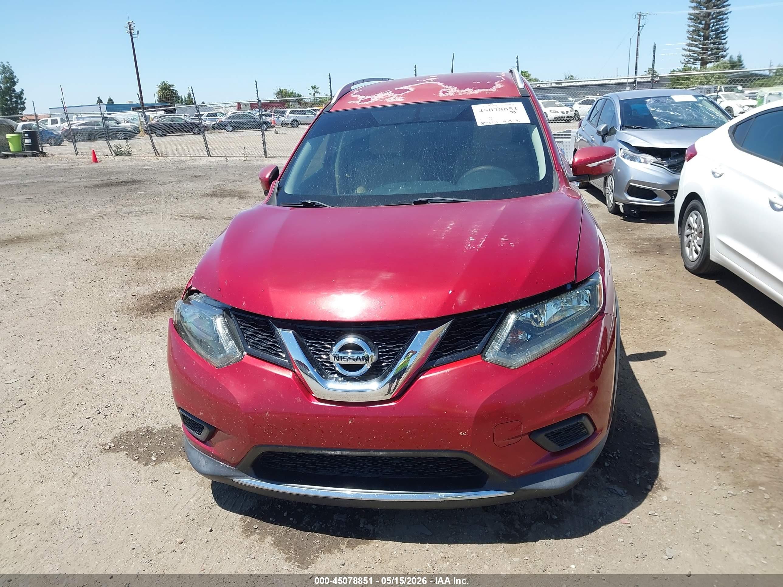 2015 Nissan Rogue Sv Maroon vin: KNMAT2MT8FP559551