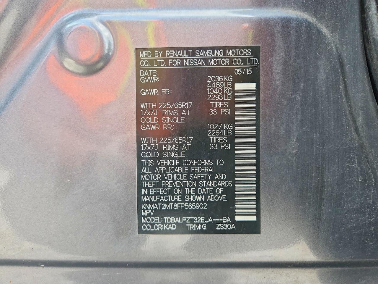 2015 Nissan Rogue S Gray vin: KNMAT2MT8FP565902